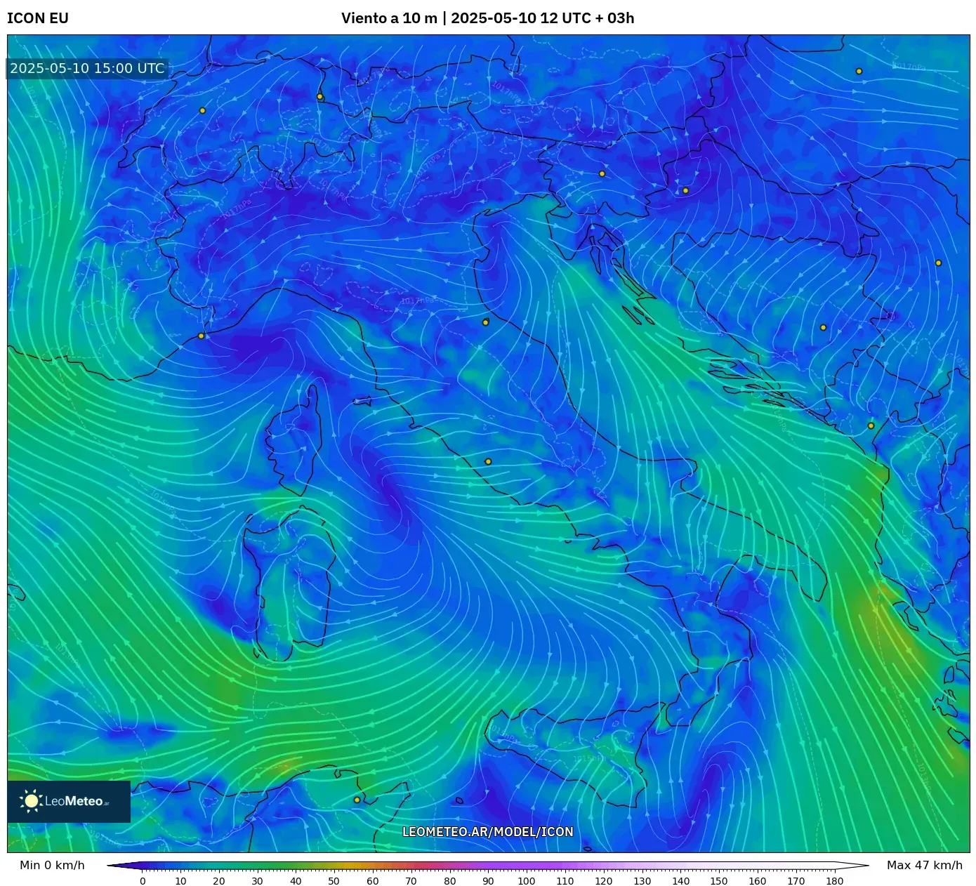 ICON - Italia, Viento a 10 m ICON - Italia, Viento a 10 m