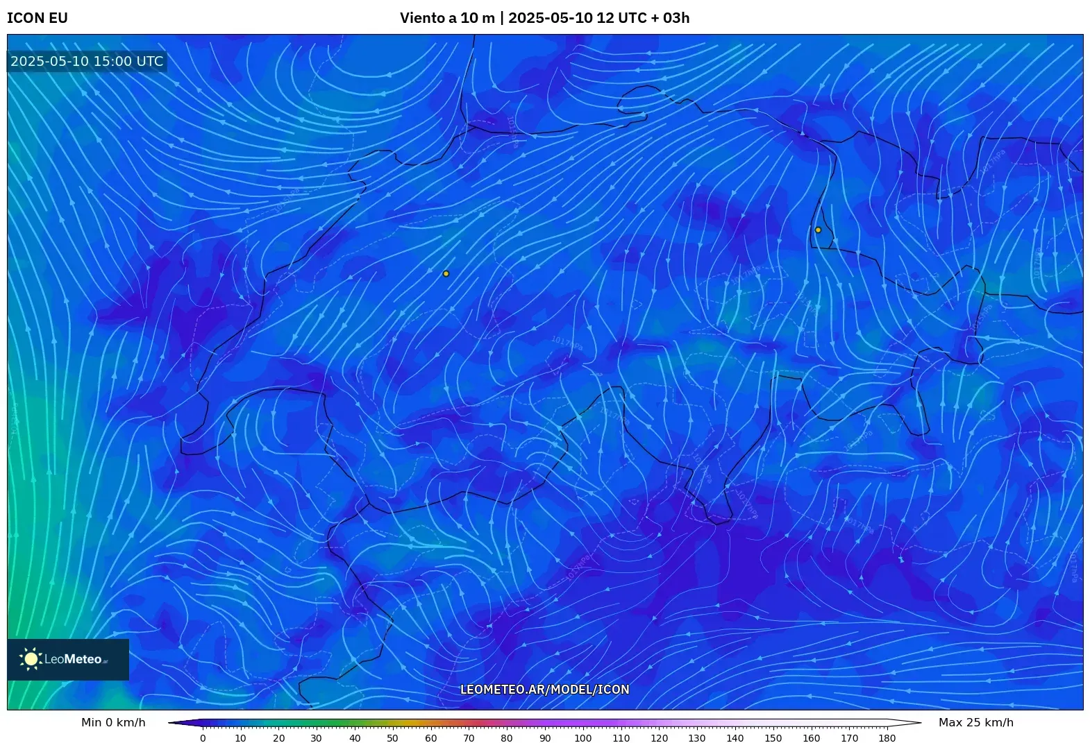 ICON - Suiza, Viento a 10 m ICON - Suiza, Viento a 10 m