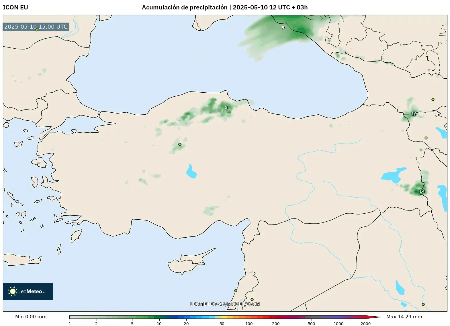 ICON - Turquía, Acumulación de precipitación ICON - Turquía, Acumulación de precipitación