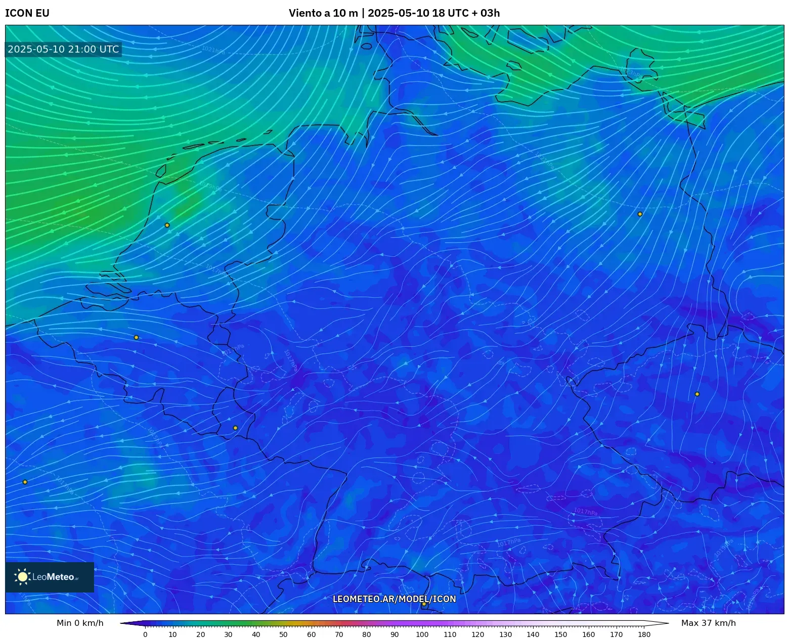 ICON - Alemania, Viento a 10 m ICON - Alemania, Viento a 10 m