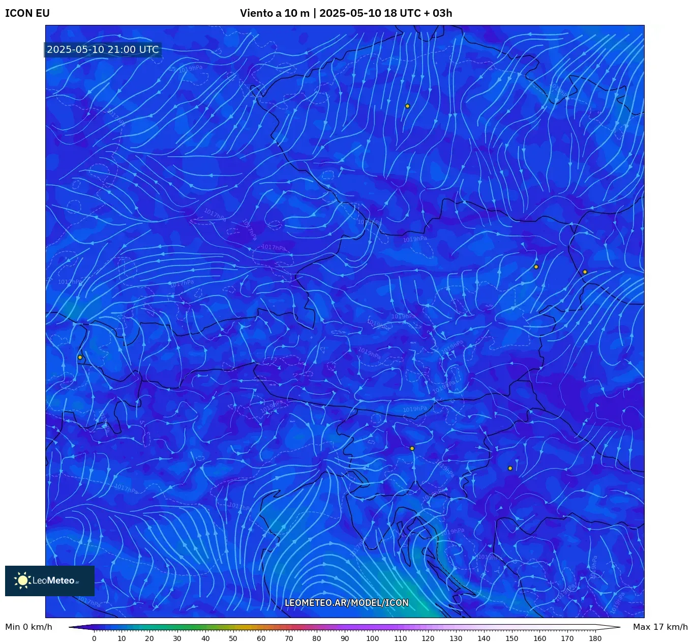 ICON - Austria, Viento a 10 m ICON - Austria, Viento a 10 m