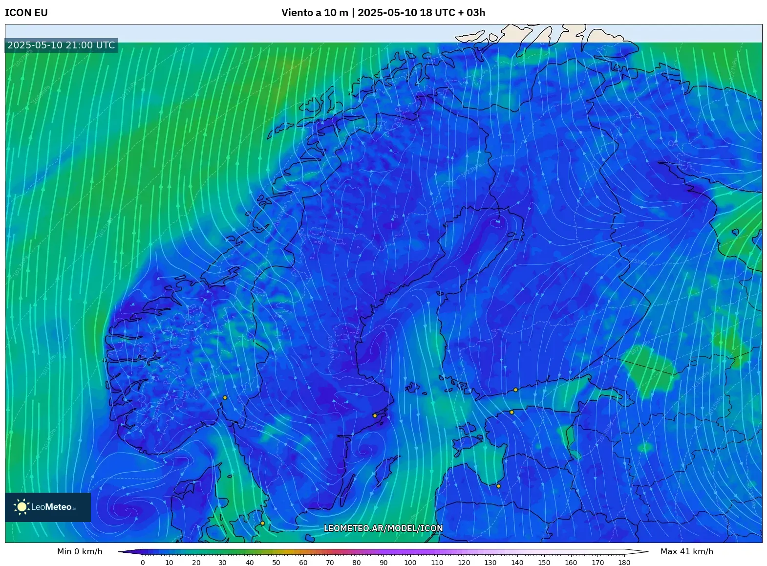 ICON - Escandinavia, Viento a 10 m ICON - Escandinavia, Viento a 10 m