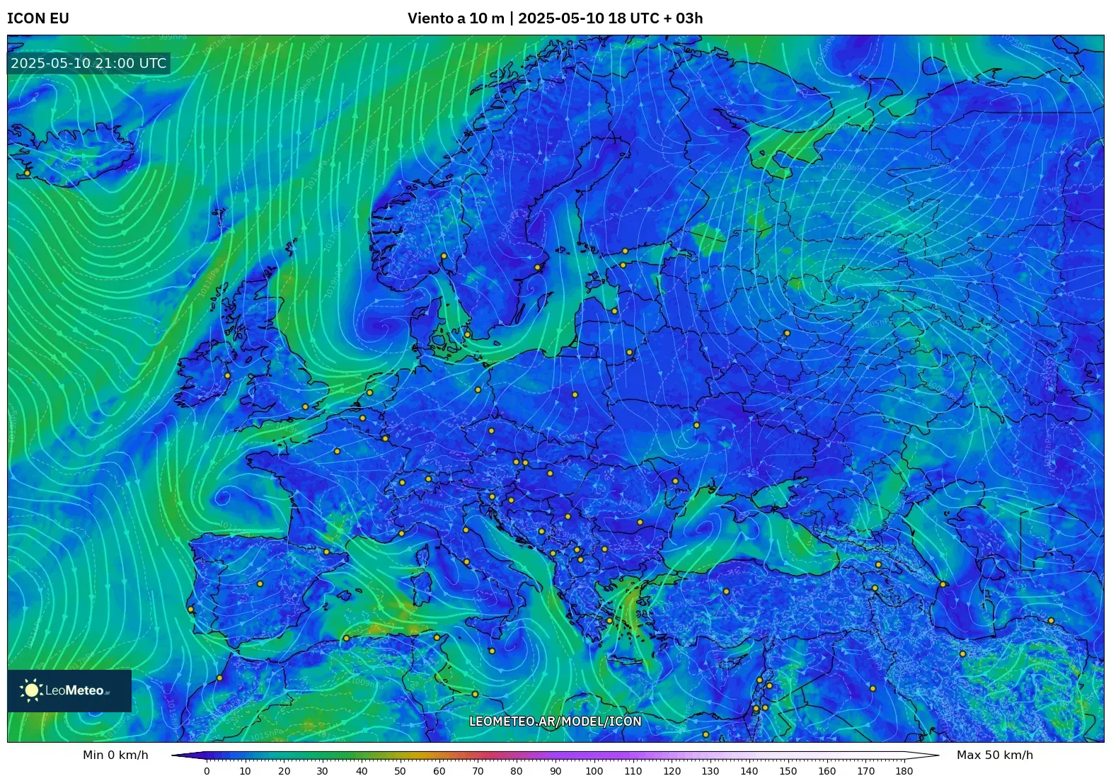 ICON - Europa, Viento a 10 m