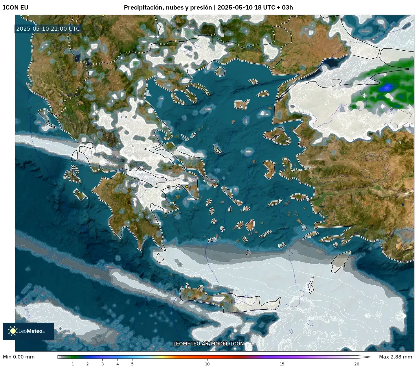 ICON - Grecia, Precipitación, nubes y presión ICON - Grecia, Precipitación, nubes y presión