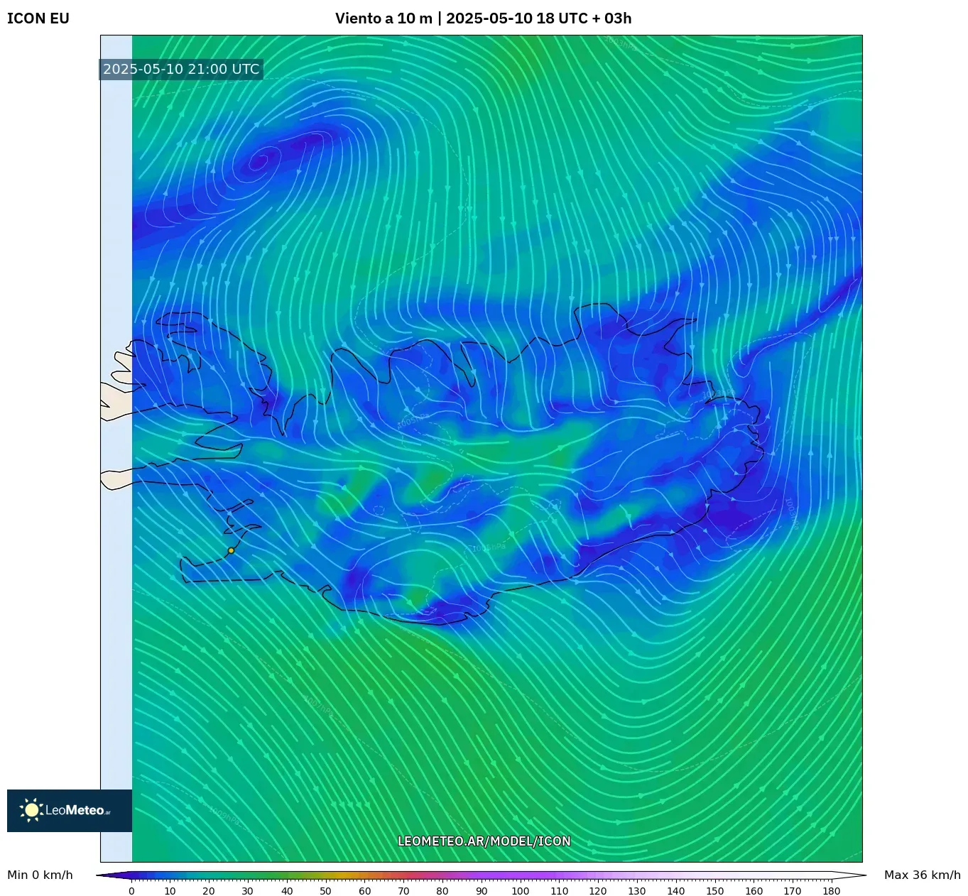 ICON - Islandia, Viento a 10 m ICON - Islandia, Viento a 10 m