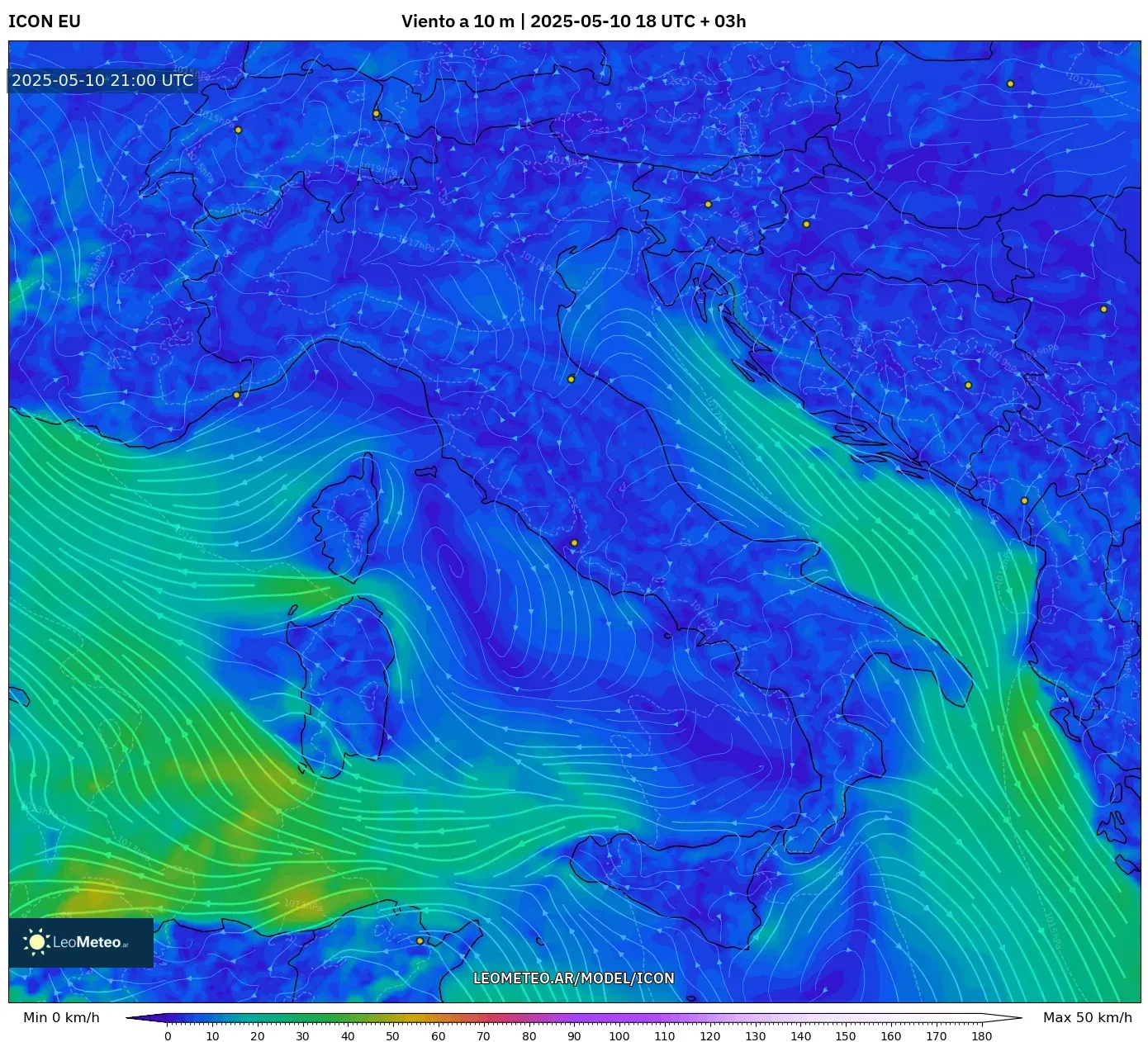 ICON - Italia, Viento a 10 m ICON - Italia, Viento a 10 m