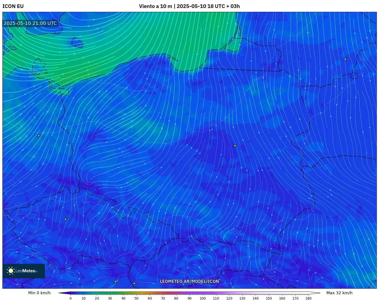 ICON - Polonia, Viento a 10 m ICON - Polonia, Viento a 10 m