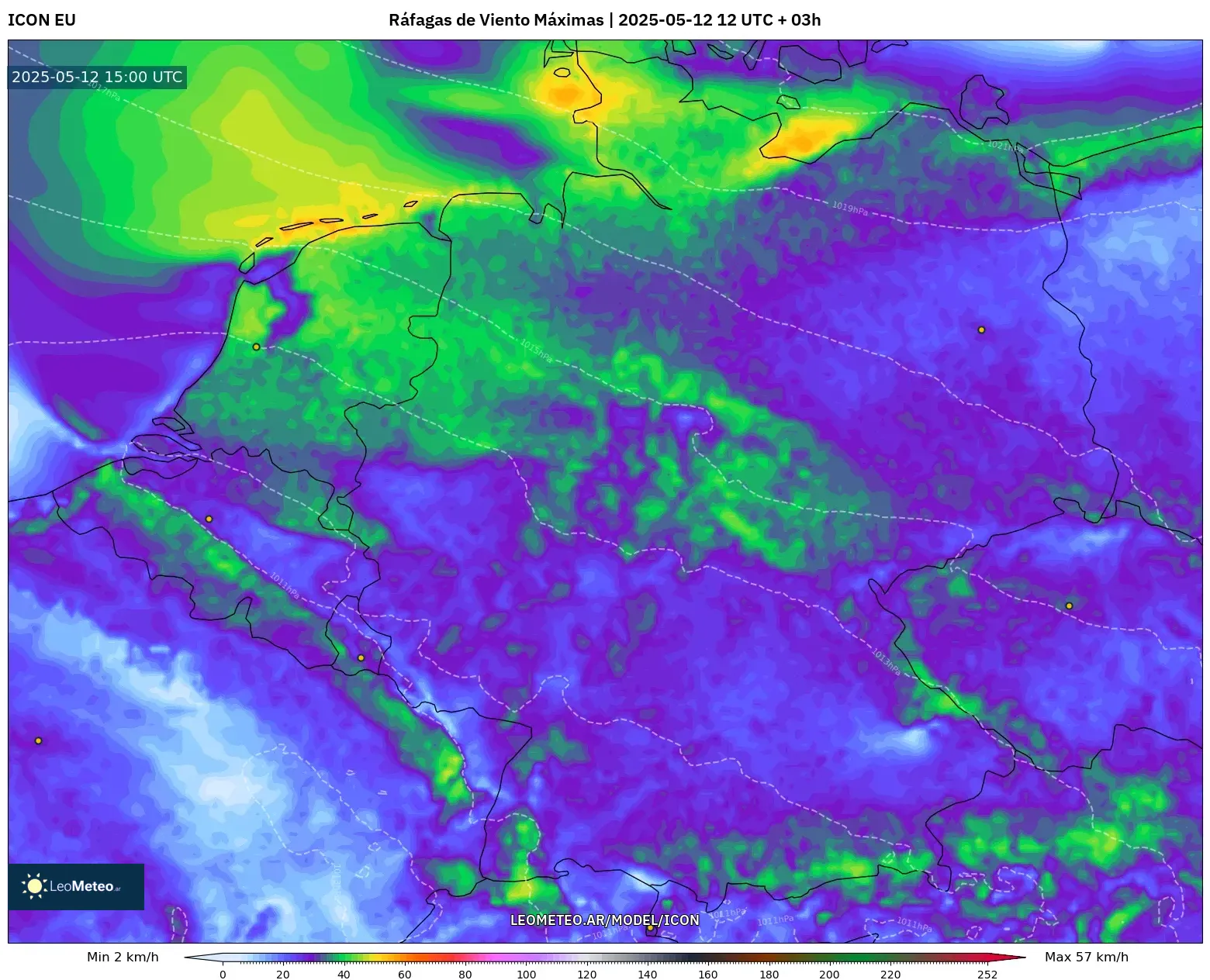 ICON - Alemania, Ráfagas de Viento Máximas ICON - Alemania, Ráfagas de Viento Máximas