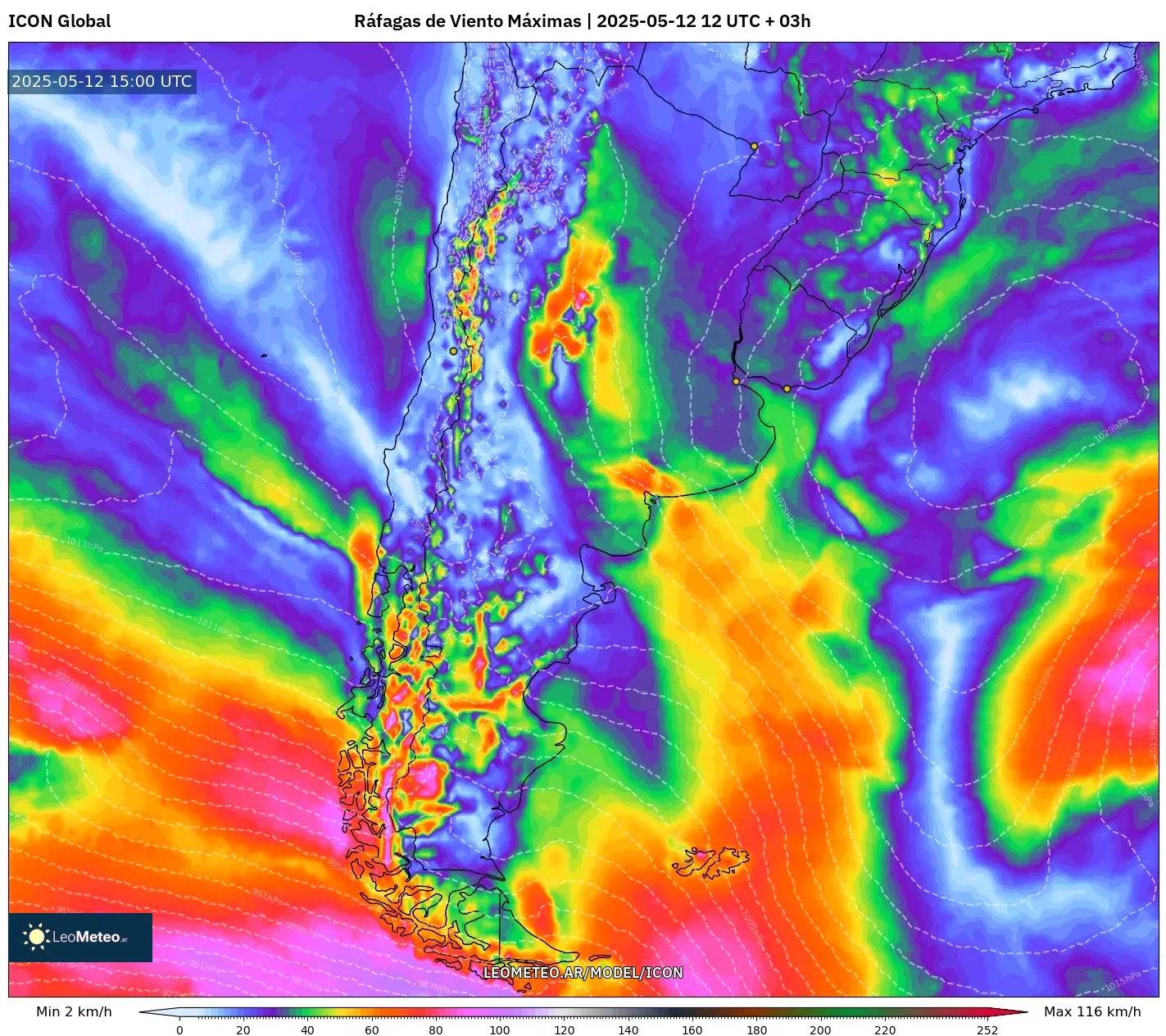 ICON - Argentina, Ráfagas de Viento Máximas ICON - Argentina, Ráfagas de Viento Máximas