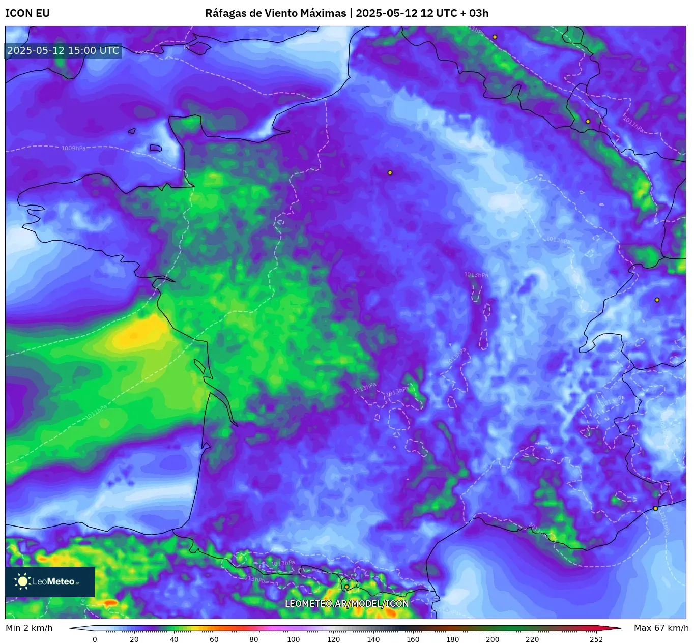 ICON - Francia, Ráfagas de Viento Máximas ICON - Francia, Ráfagas de Viento Máximas