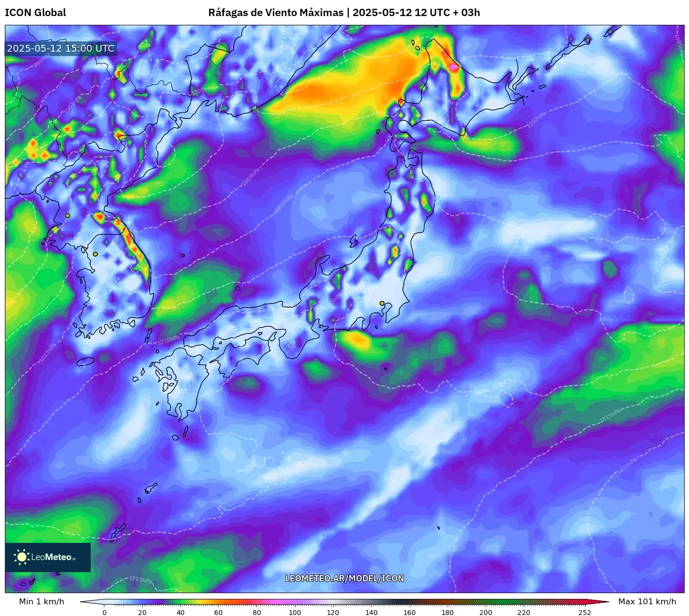 ICON - Japón, Ráfagas de Viento Máximas ICON - Japón, Ráfagas de Viento Máximas