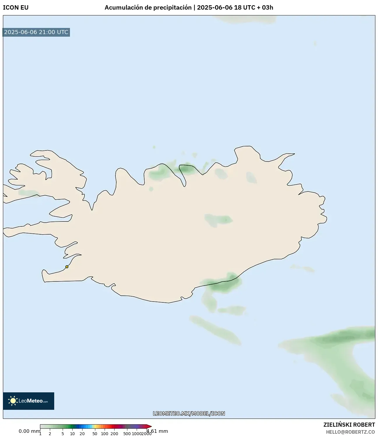 ICON model - Islandia, Acumulación de precipitación ICON model - Islandia, Acumulación de precipitación