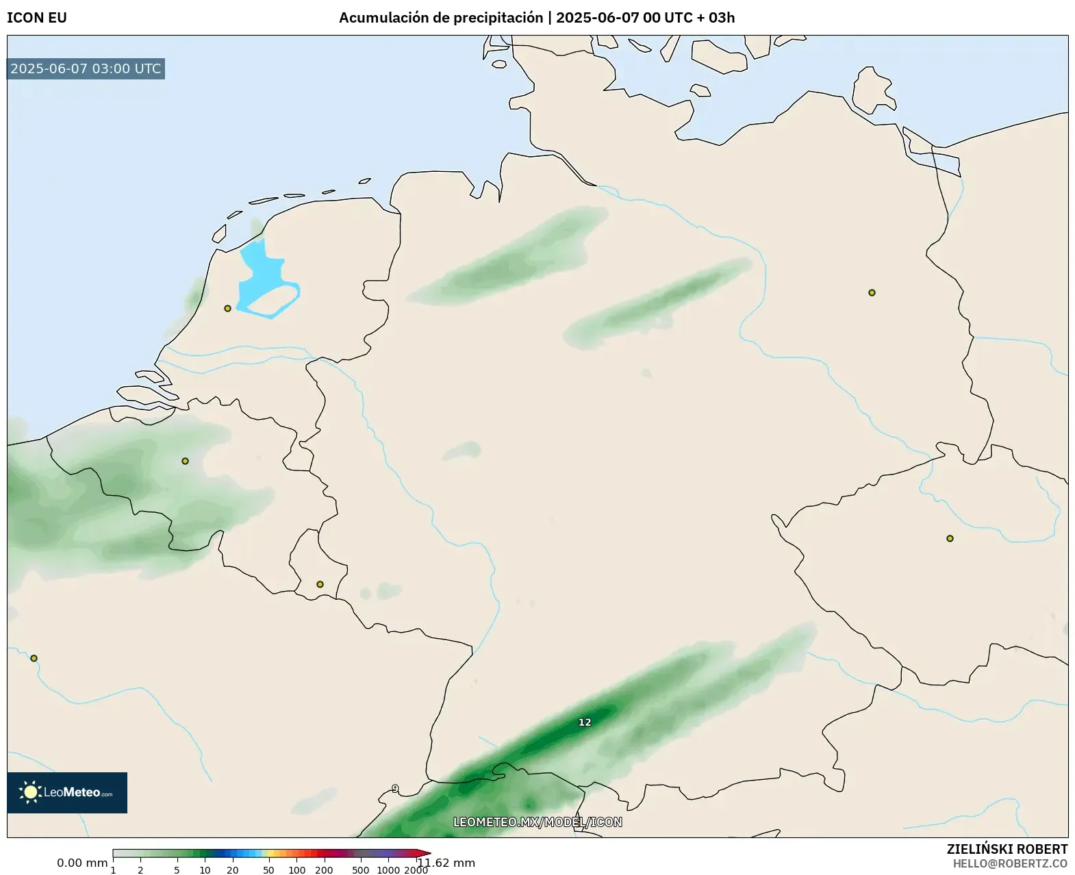 ICON model - Alemania, Acumulación de precipitación ICON model - Alemania, Acumulación de precipitación