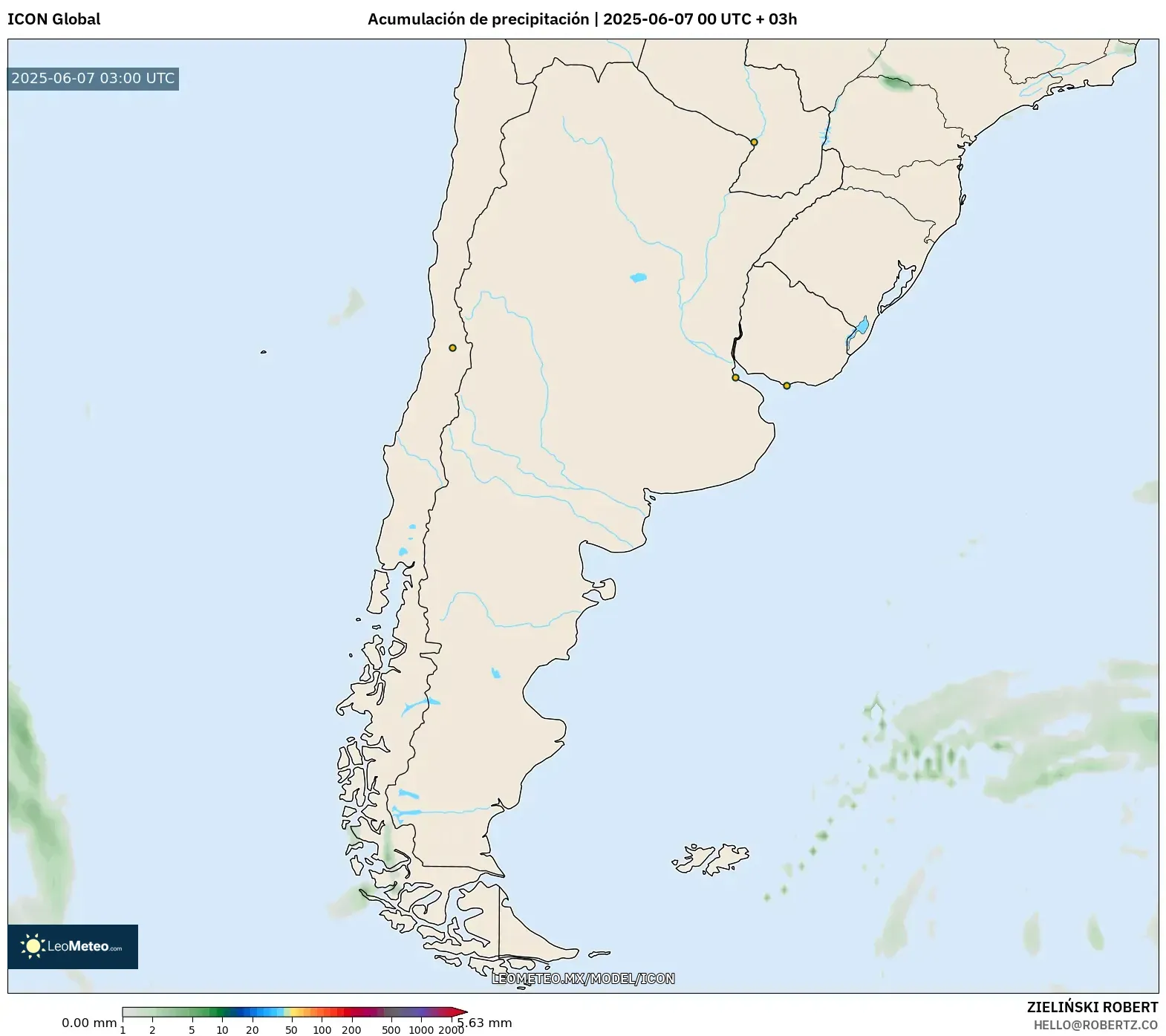 ICON model - Argentina, Acumulación de precipitación