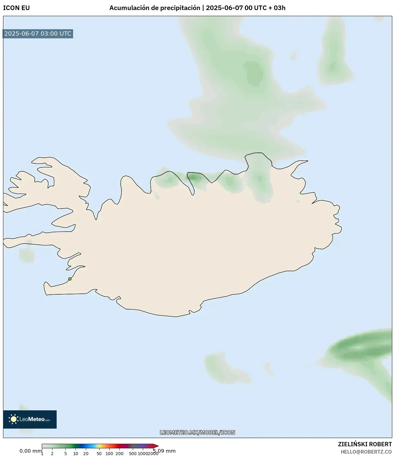 ICON model - Islandia, Acumulación de precipitación ICON model - Islandia, Acumulación de precipitación