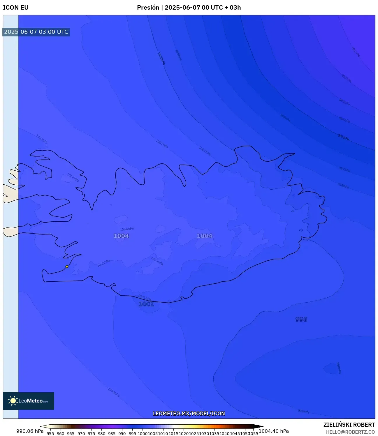 ICON model - Islandia, Presión