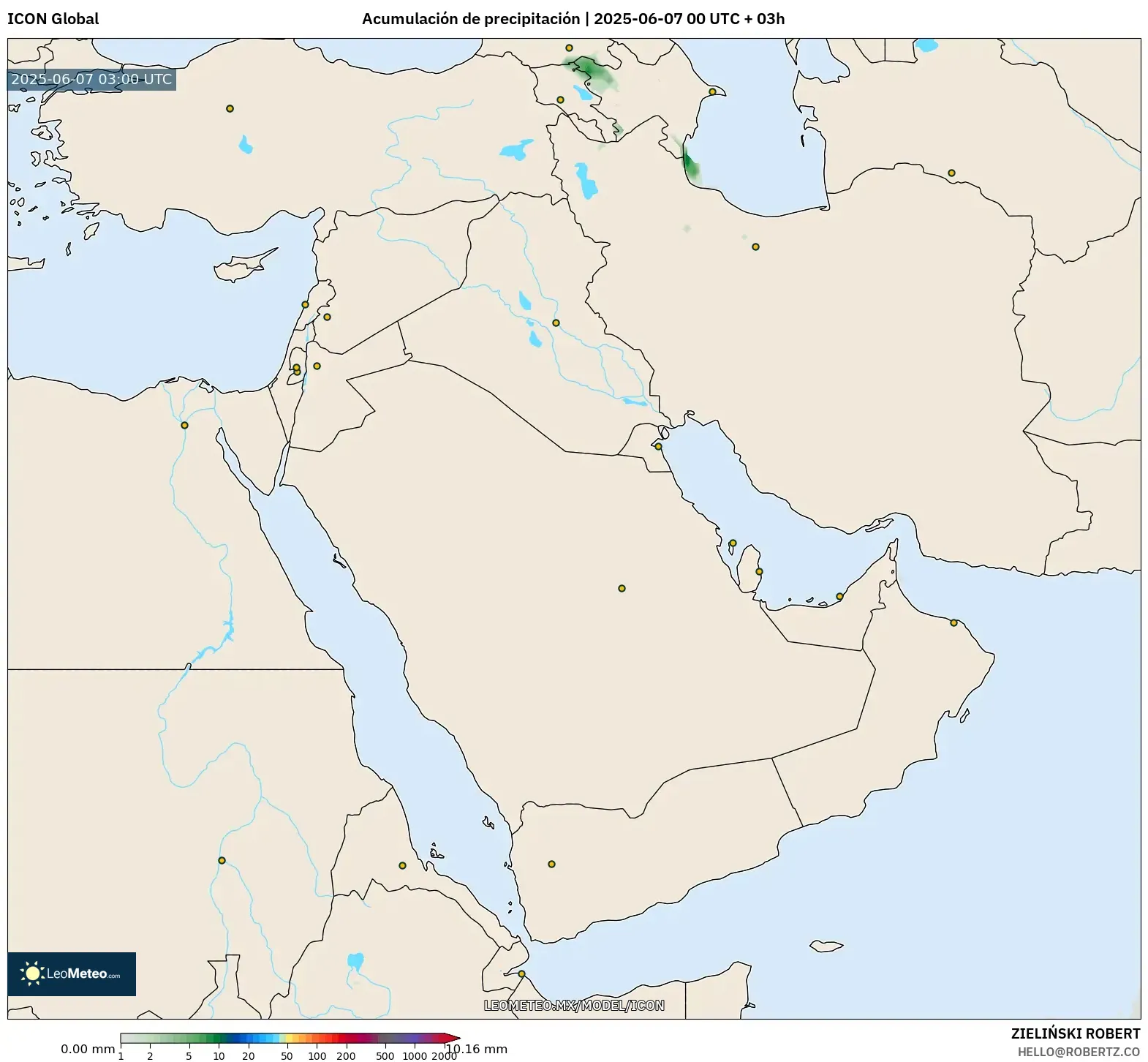 ICON model - Oriente Medio, Acumulación de precipitación
