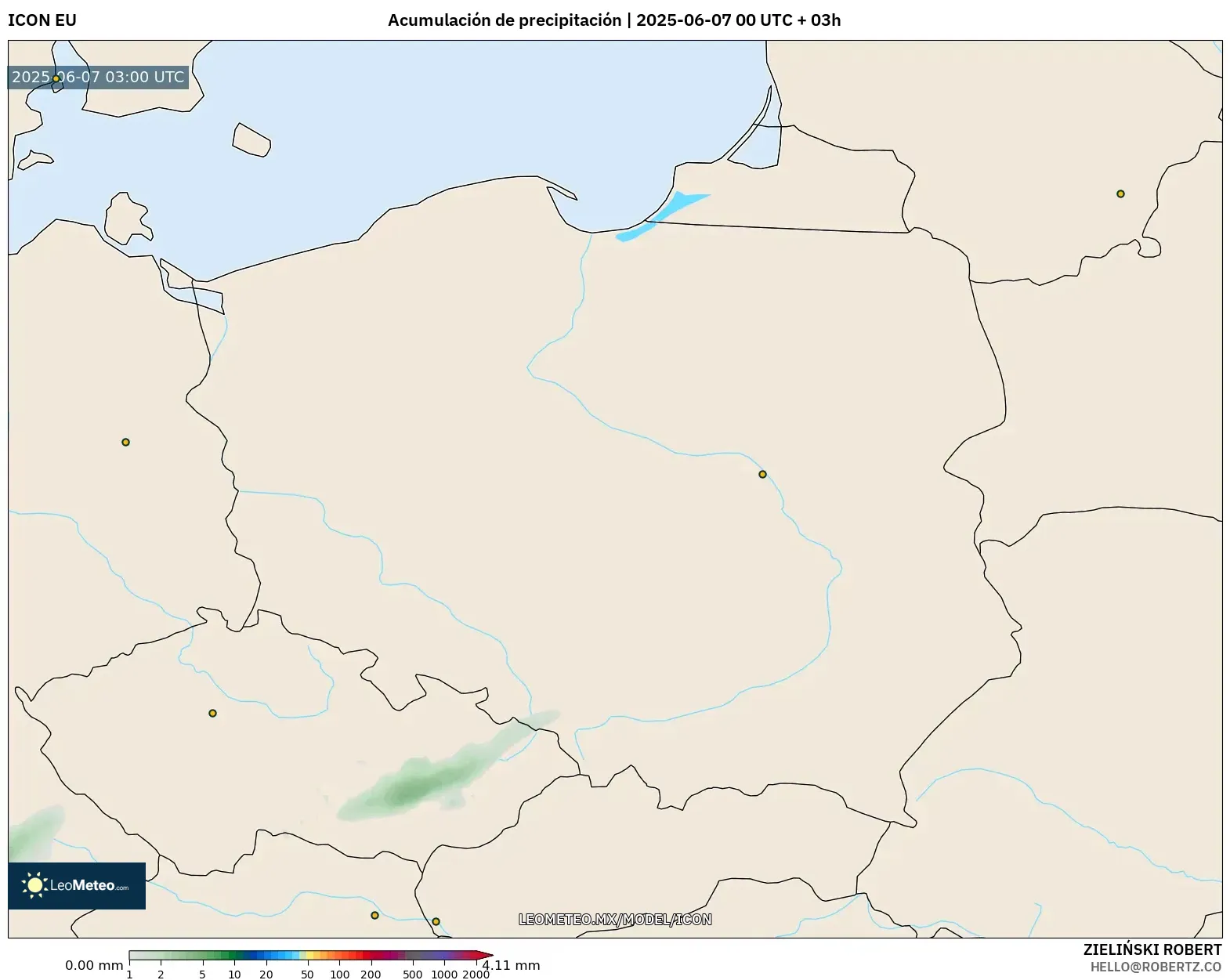 ICON model - Polonia, Acumulación de precipitación