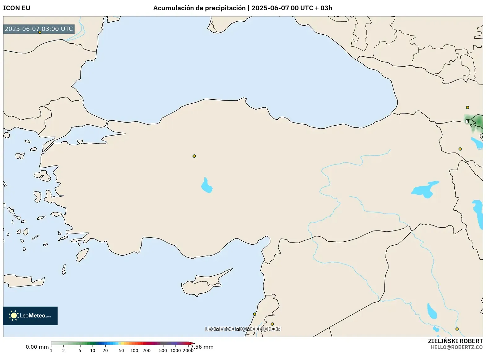 ICON model - Turquía, Acumulación de precipitación