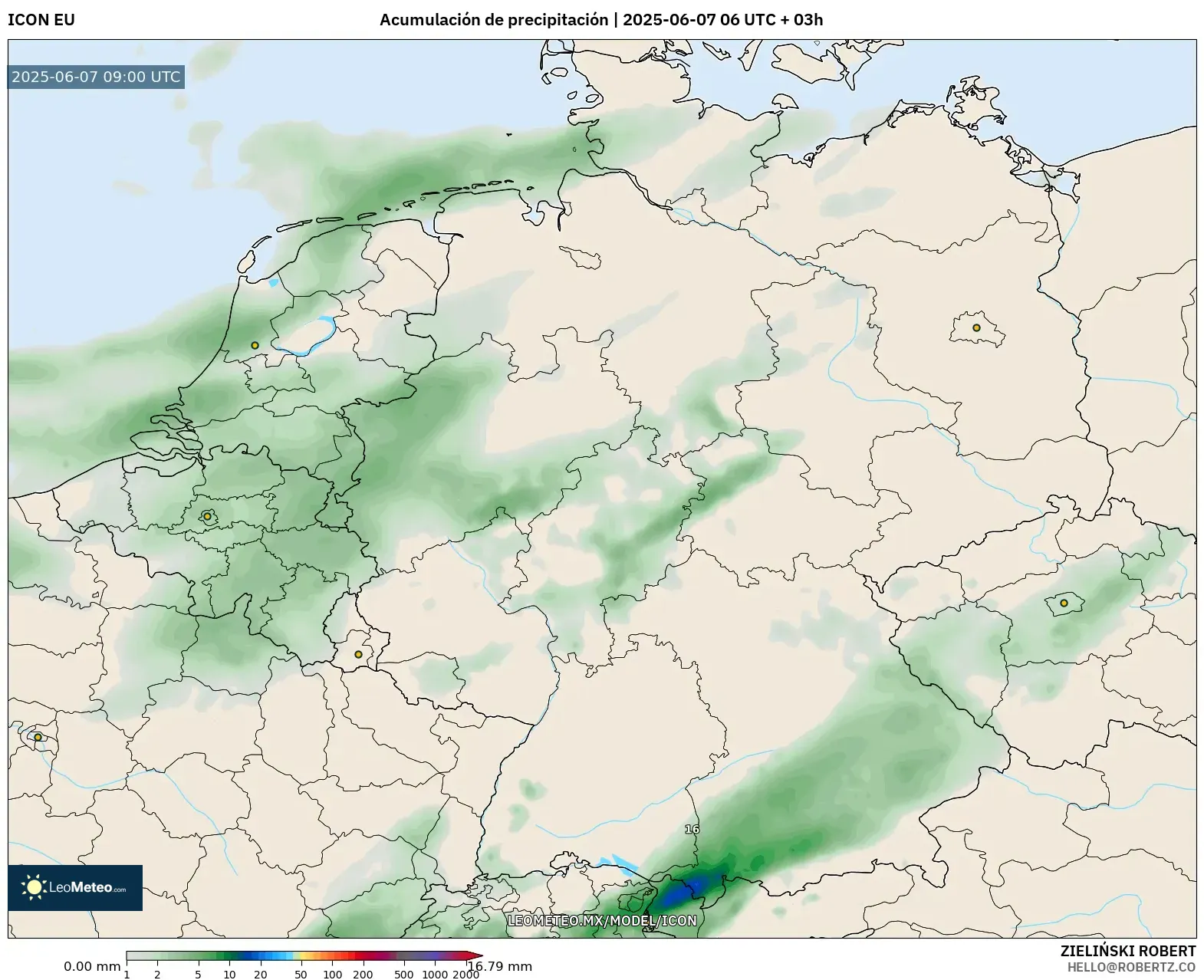 ICON model - Alemania, Acumulación de precipitación ICON model - Alemania, Acumulación de precipitación