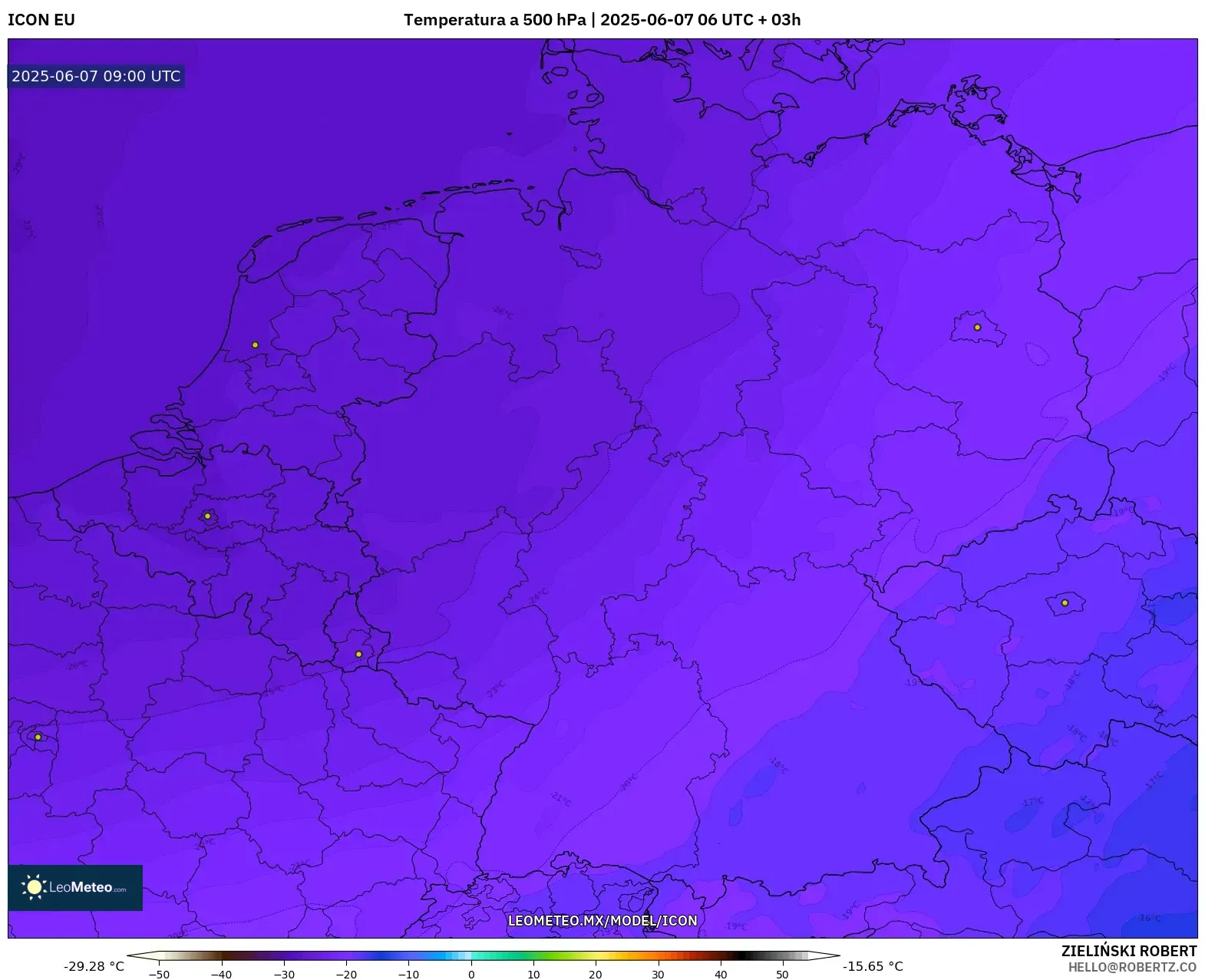 ICON model - Alemania, Temperatura a 500 hPa ICON model - Alemania, Temperatura a 500 hPa