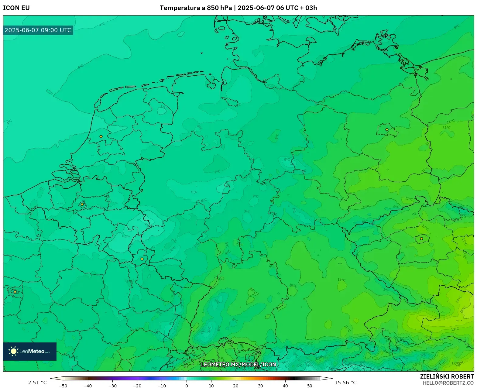 ICON model - Alemania, Temperatura a 850 hPa ICON model - Alemania, Temperatura a 850 hPa