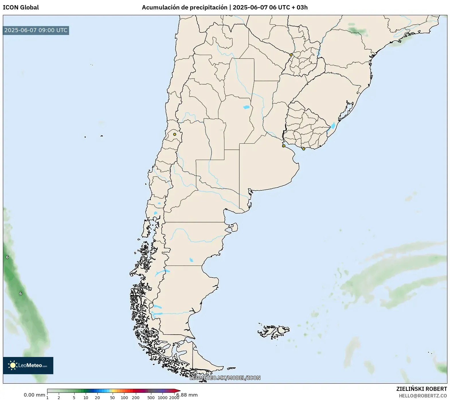 ICON model - Argentina, Acumulación de precipitación