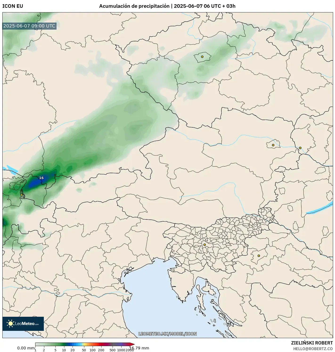 ICON model - Austria, Acumulación de precipitación ICON model - Austria, Acumulación de precipitación