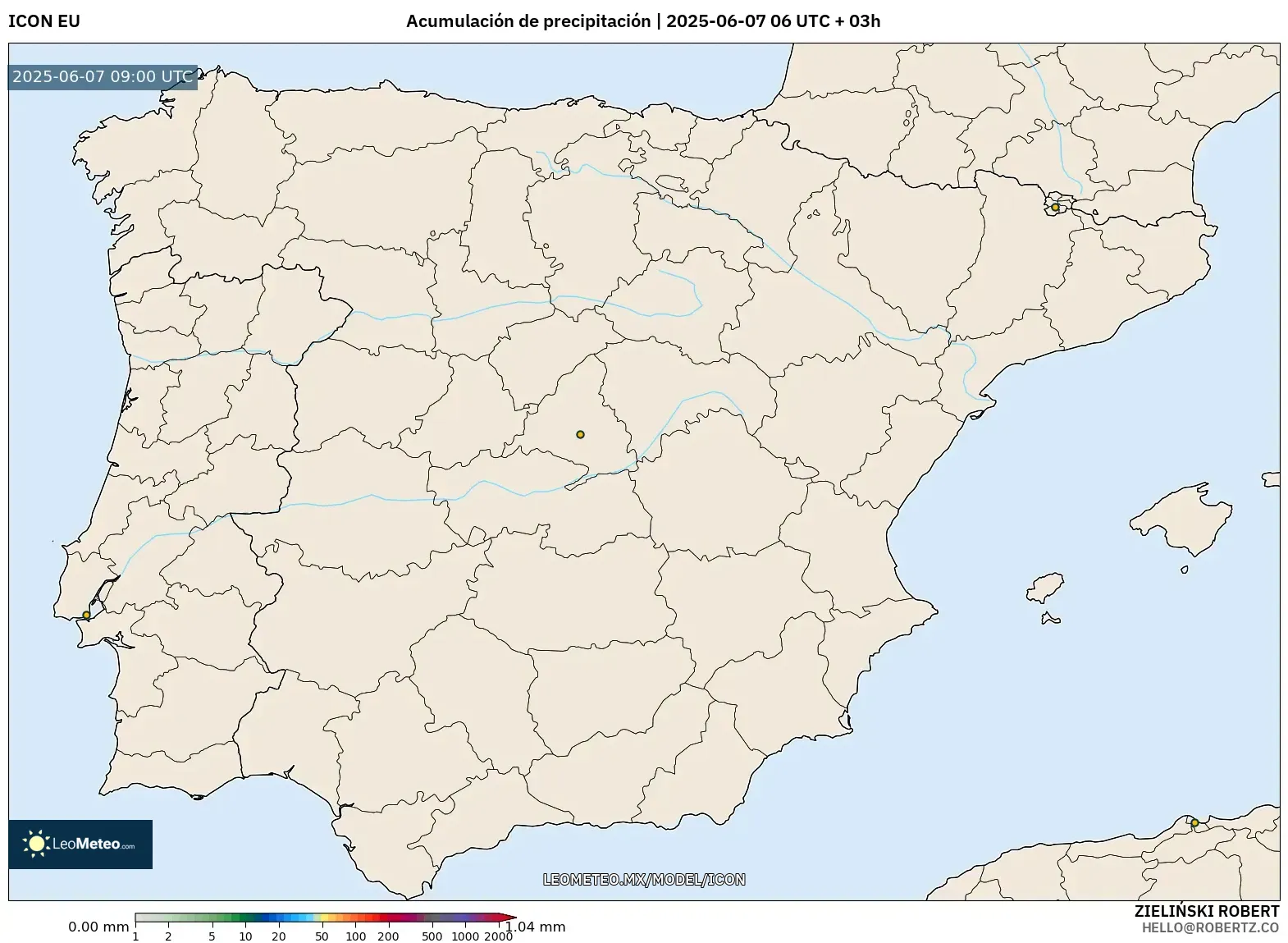 ICON model - España, Acumulación de precipitación ICON model - España, Acumulación de precipitación