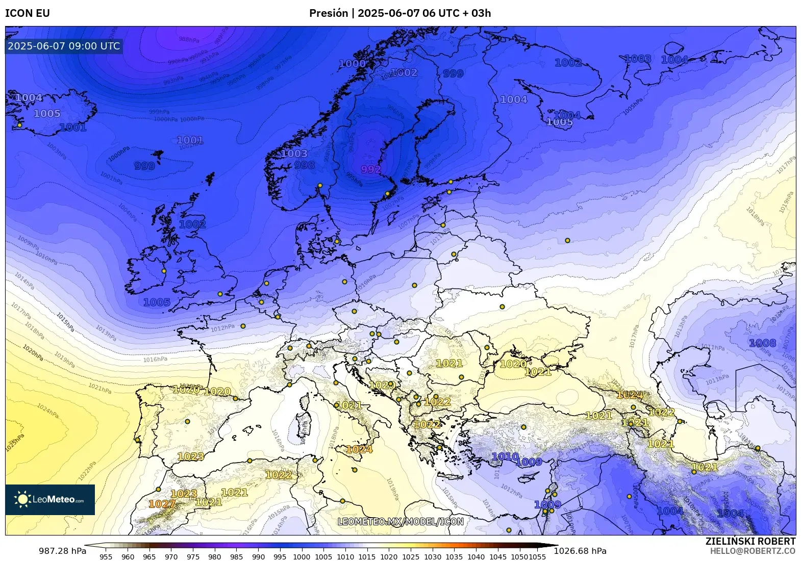 ICON model - Europa, Presión
