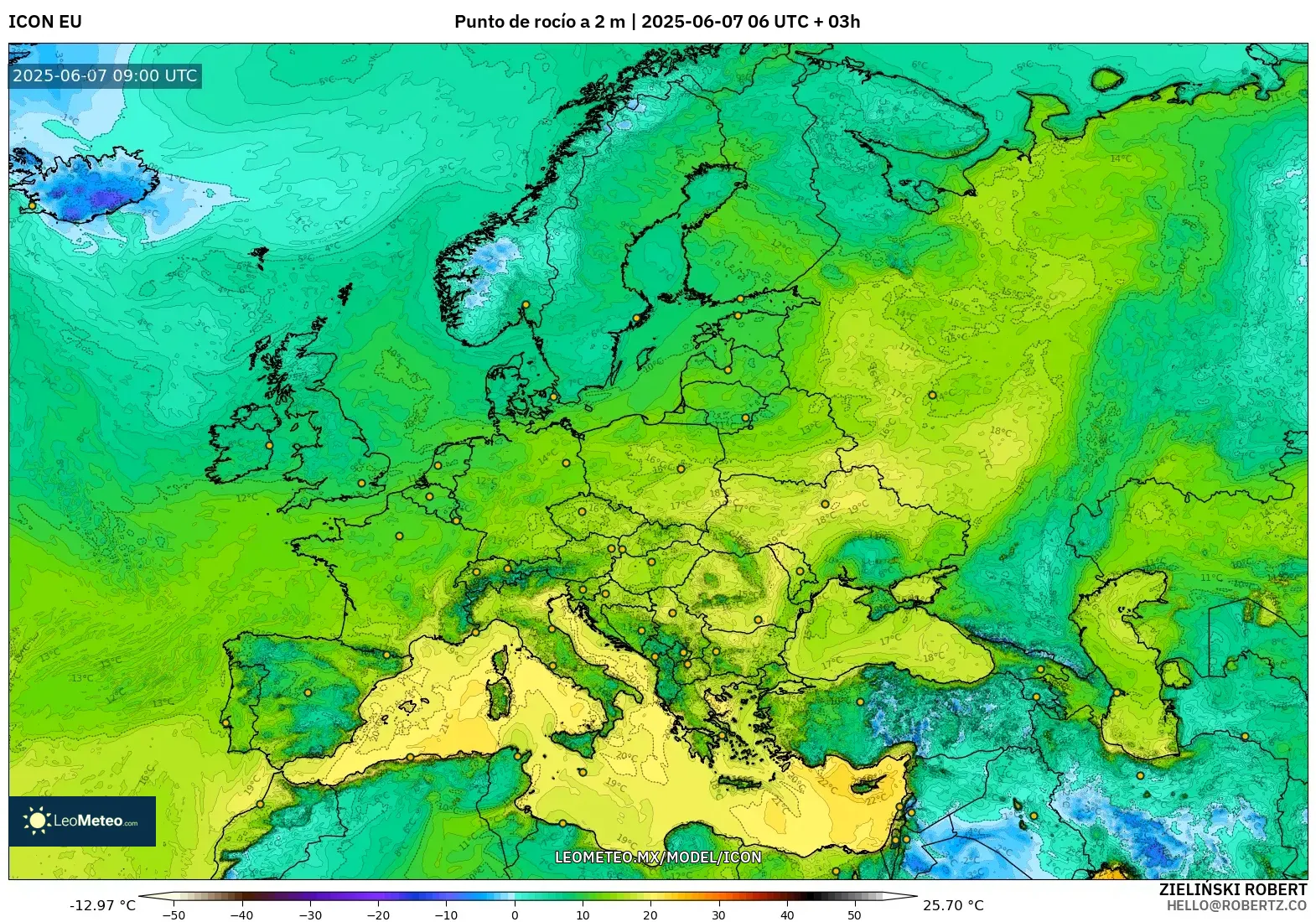 ICON model - Europa, Punto de rocío a 2 m