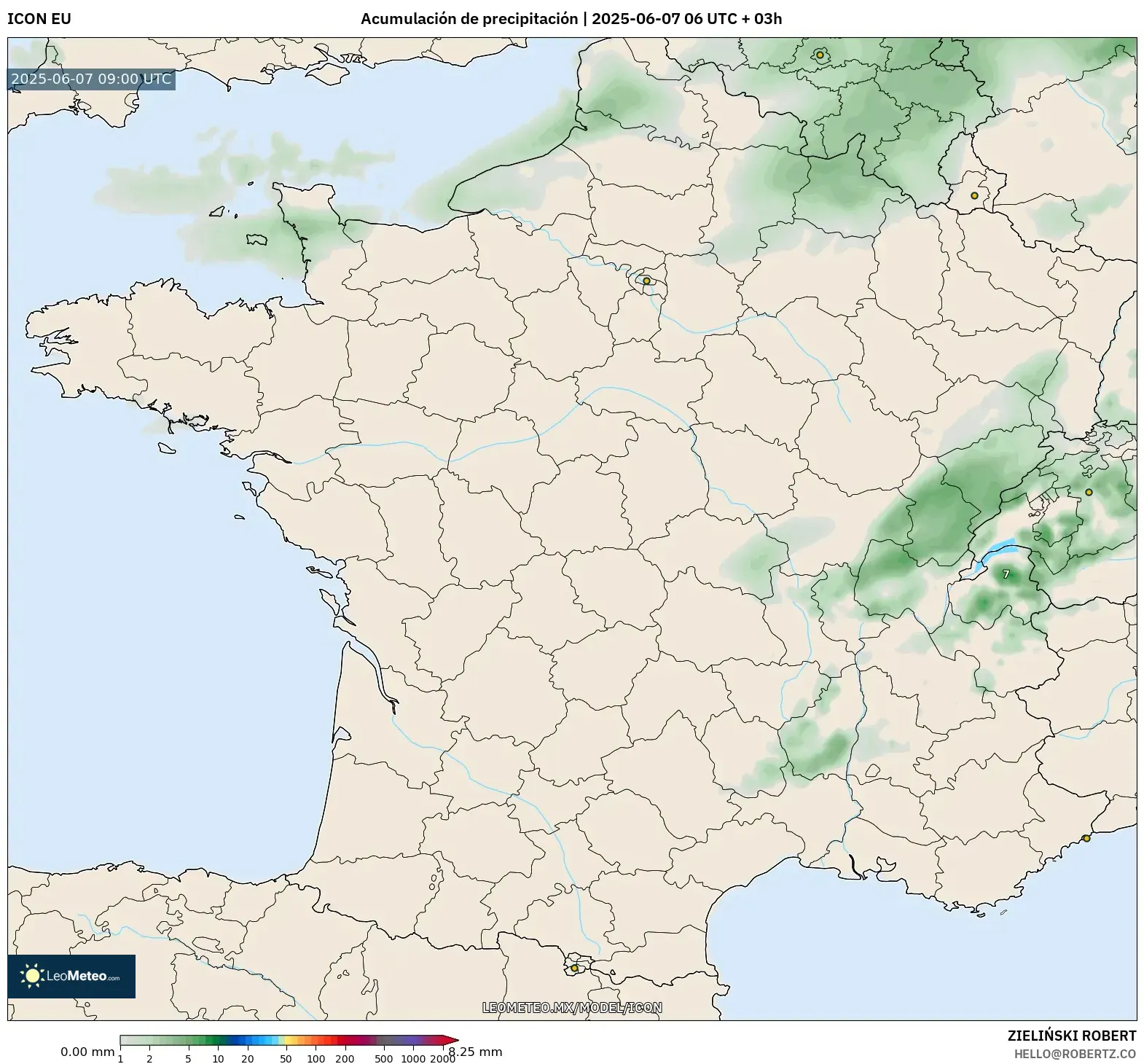 ICON model - Francia, Acumulación de precipitación