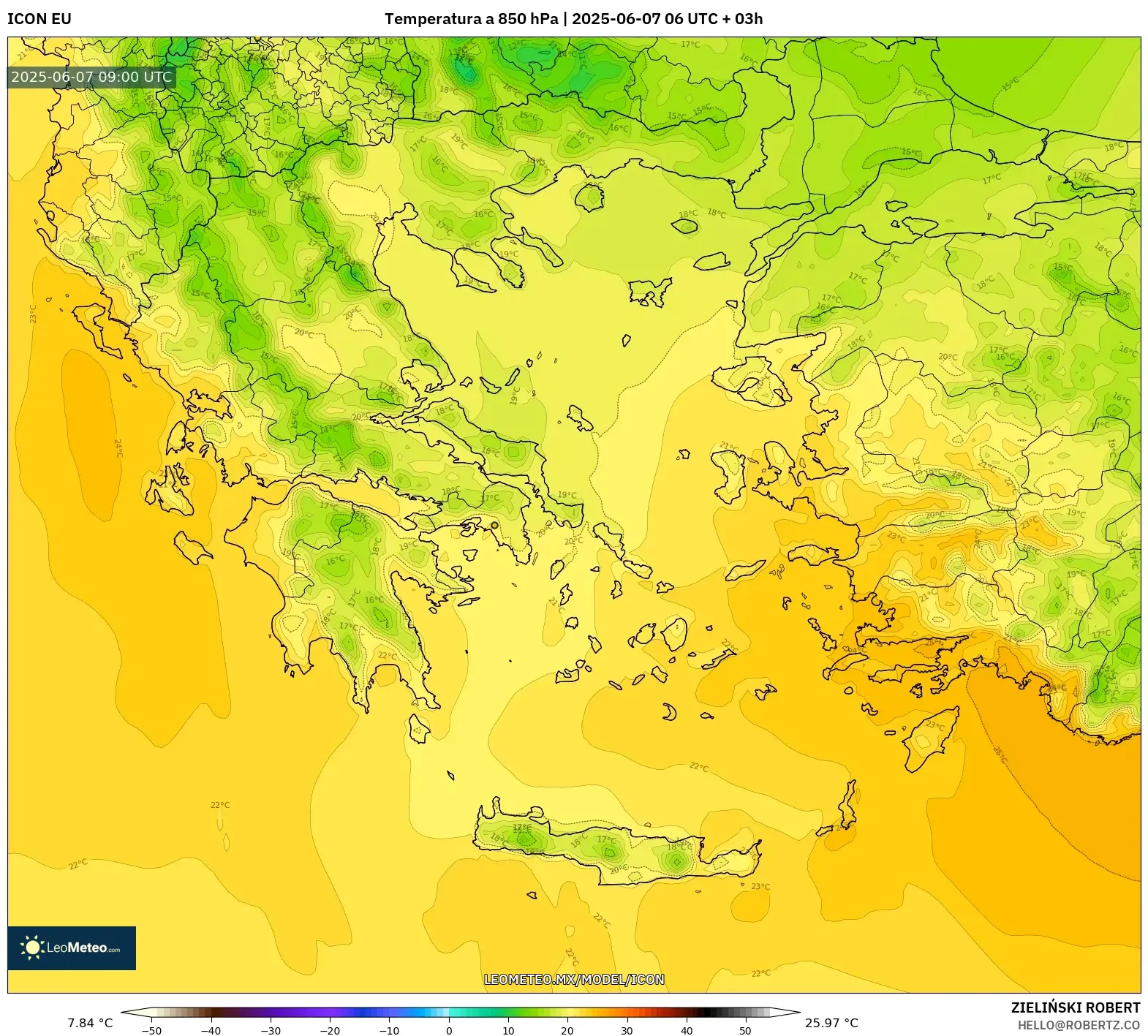 ICON model - Grecia, Temperatura a 850 hPa