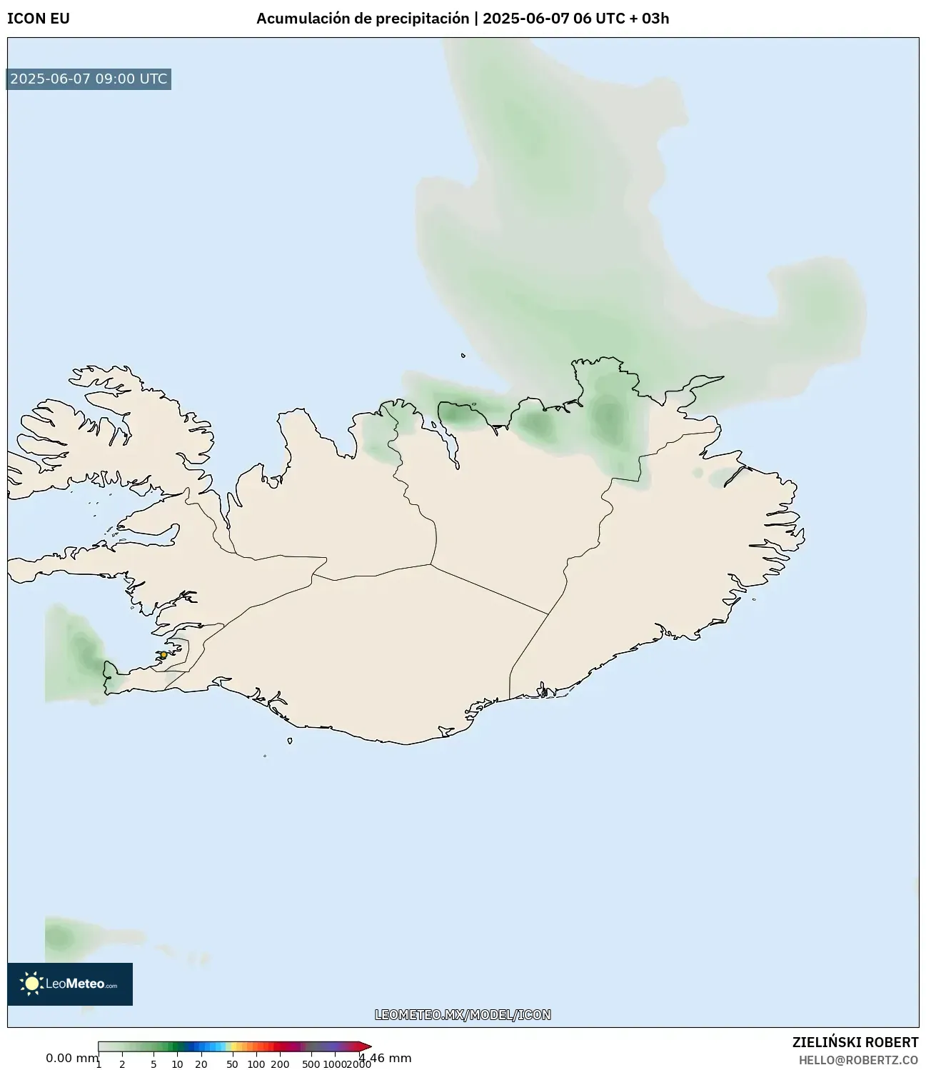 ICON model - Islandia, Acumulación de precipitación ICON model - Islandia, Acumulación de precipitación