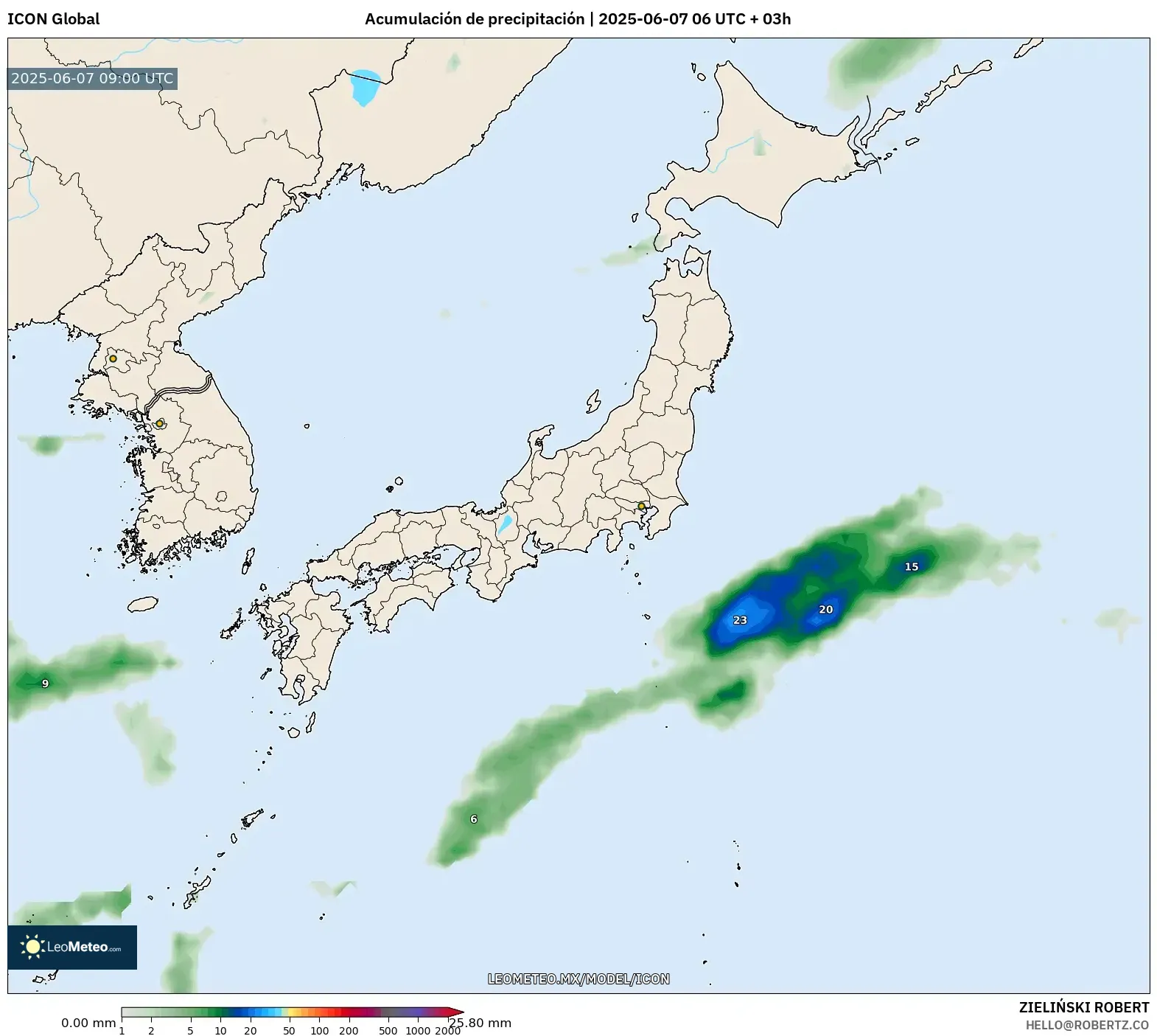 ICON model - Japón, Acumulación de precipitación