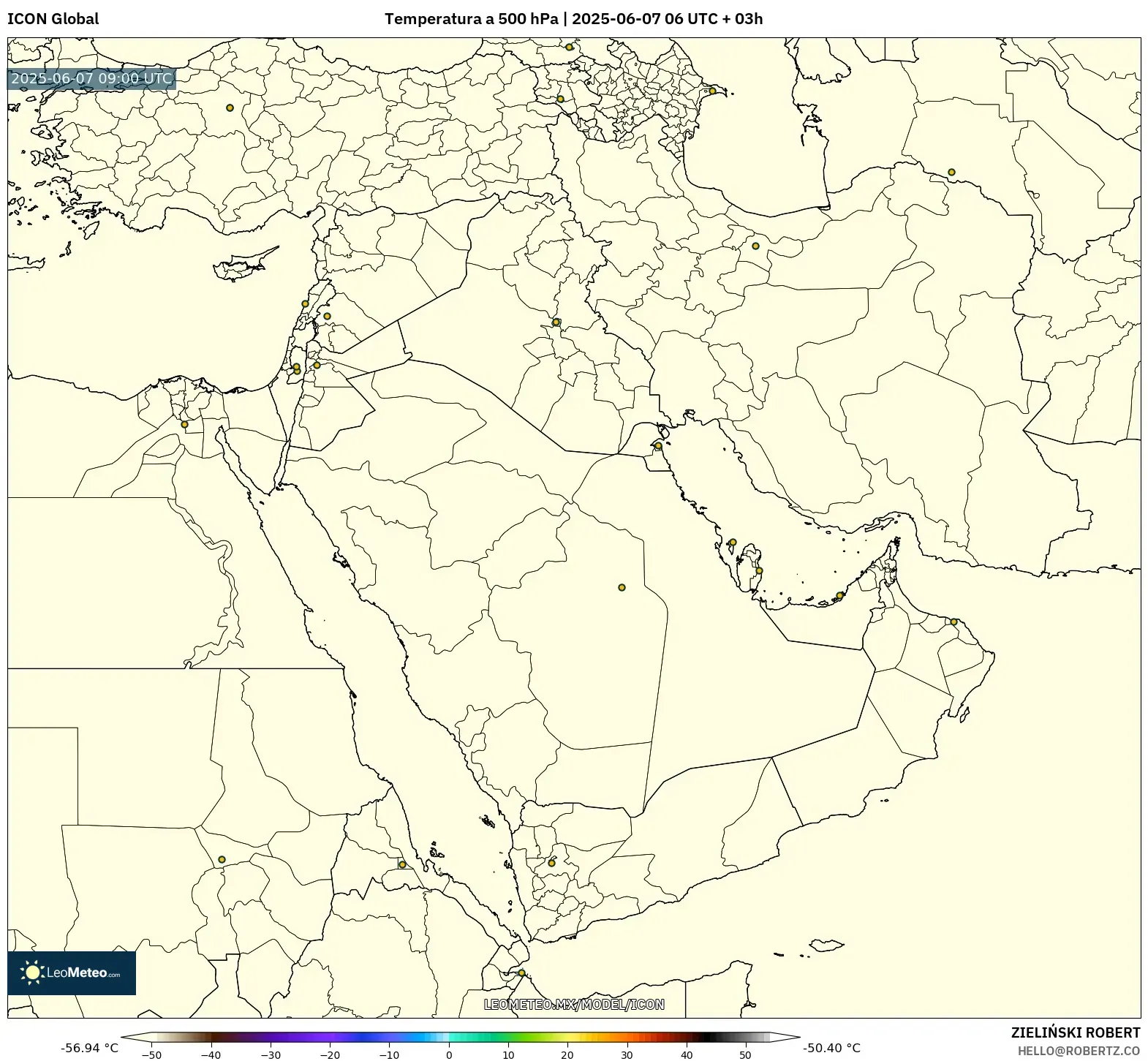 ICON model - Oriente Medio, Temperatura a 500 hPa ICON model - Oriente Medio, Temperatura a 500 hPa