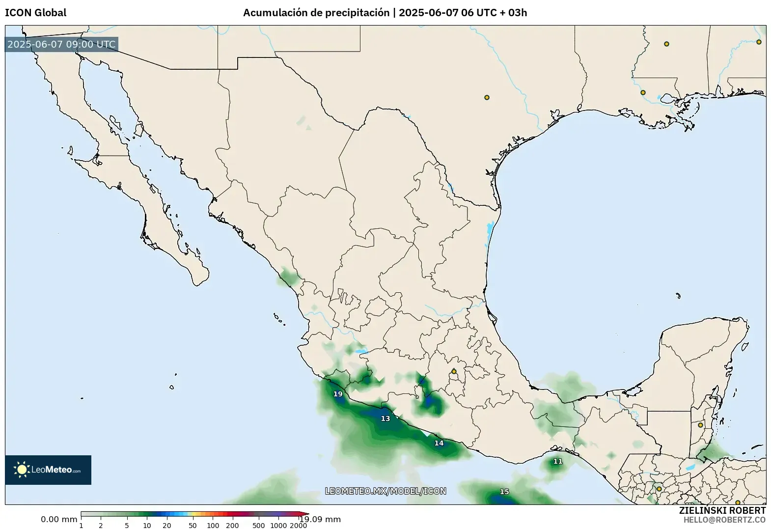 ICON model - México, Acumulación de precipitación ICON model - México, Acumulación de precipitación