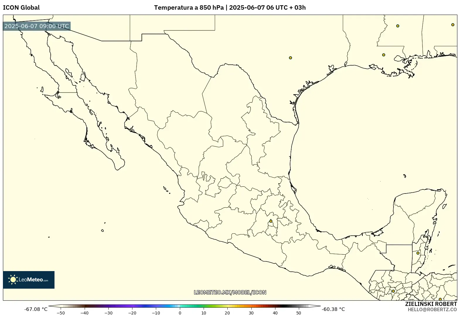 ICON model - México, Temperatura a 850 hPa ICON model - México, Temperatura a 850 hPa