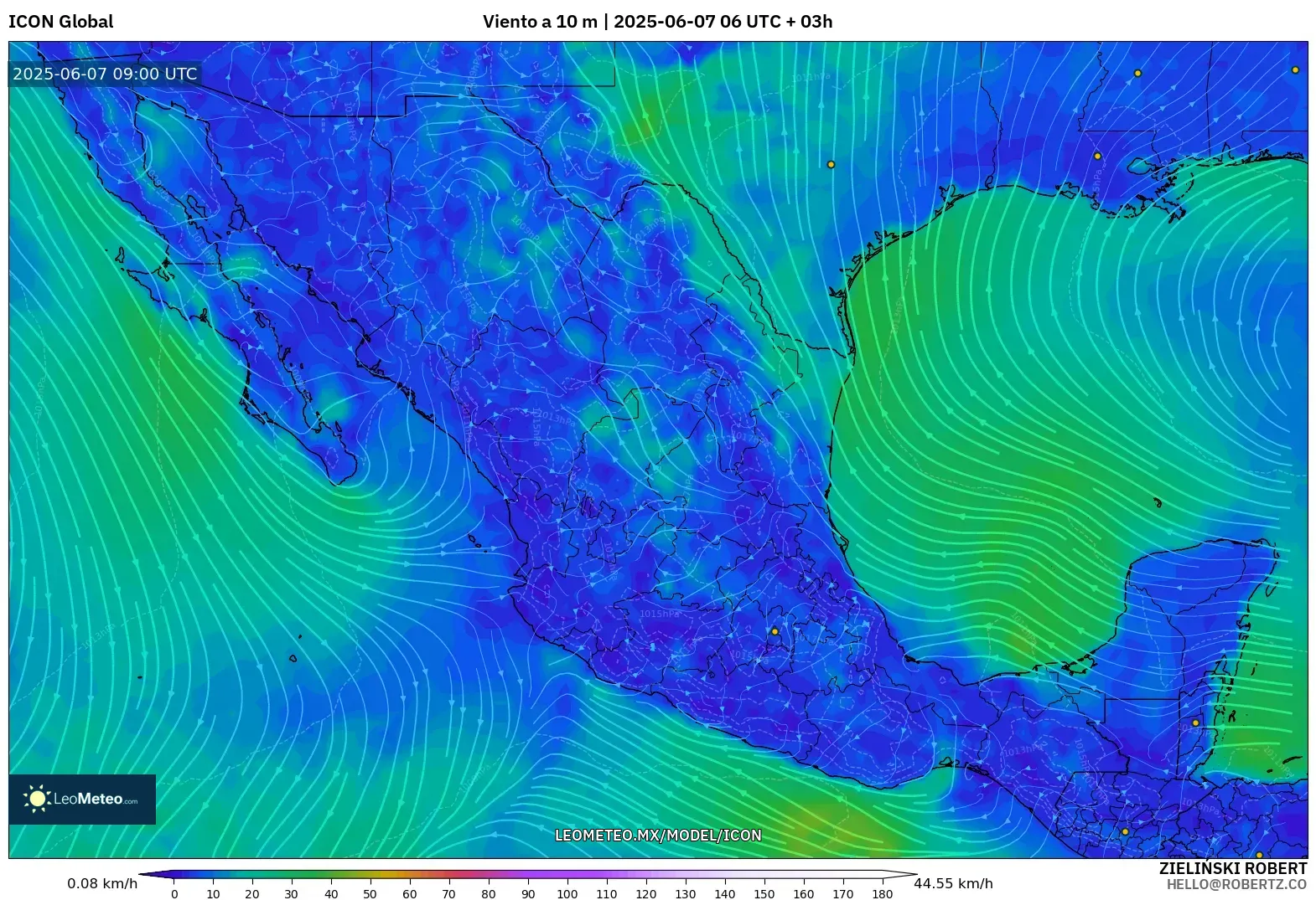 ICON model - México, Viento a 10 m ICON model - México, Viento a 10 m