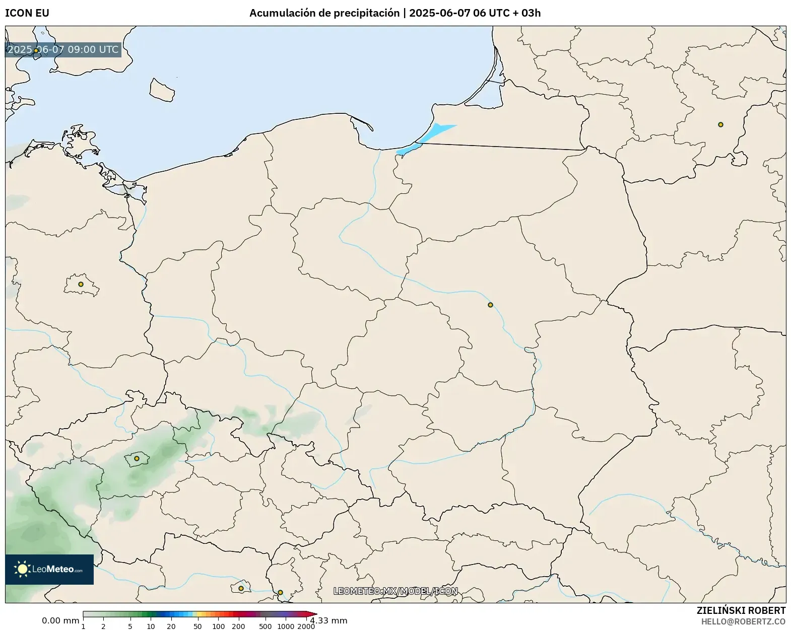 ICON model - Polonia, Acumulación de precipitación