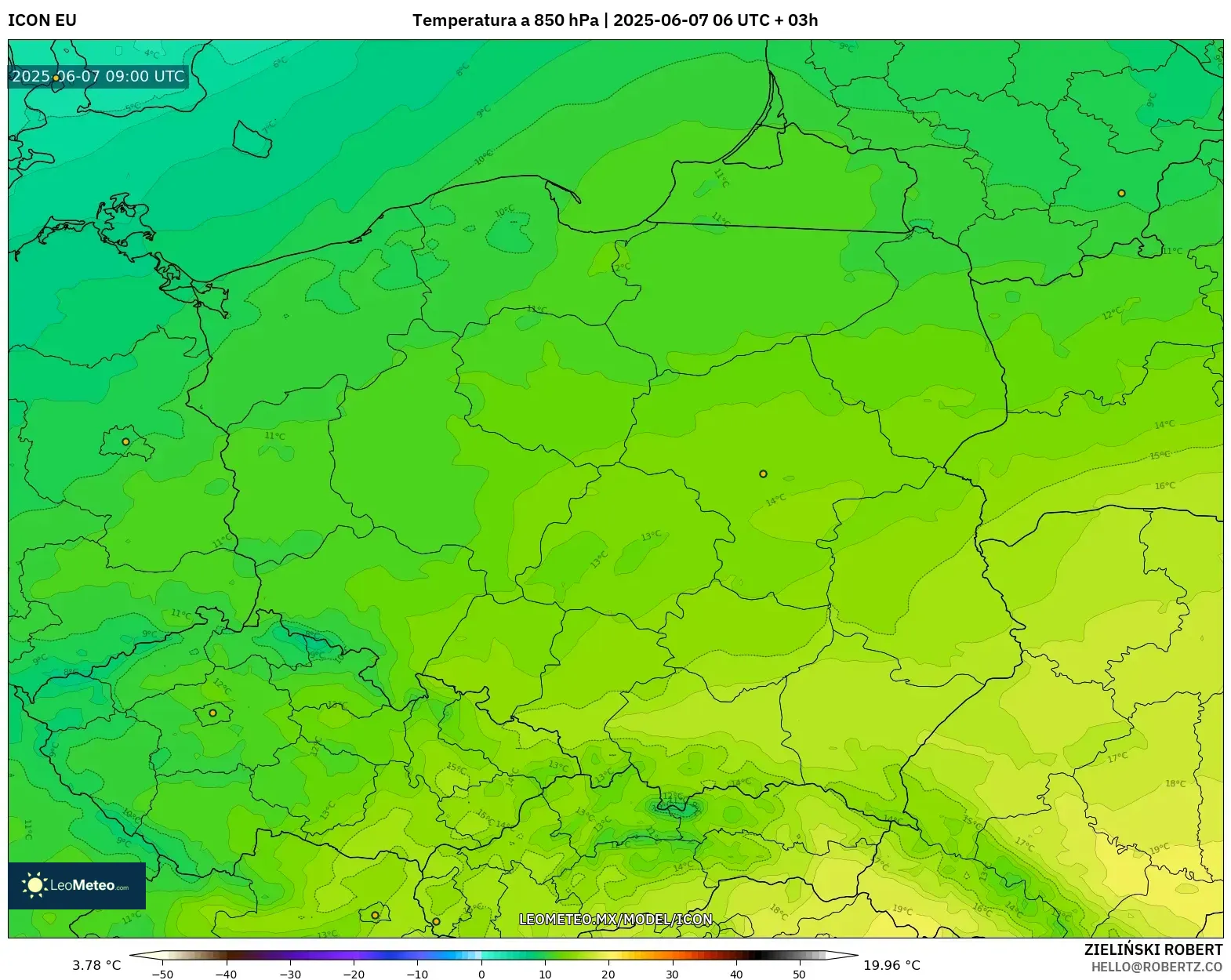 ICON model - Polonia, Temperatura a 850 hPa