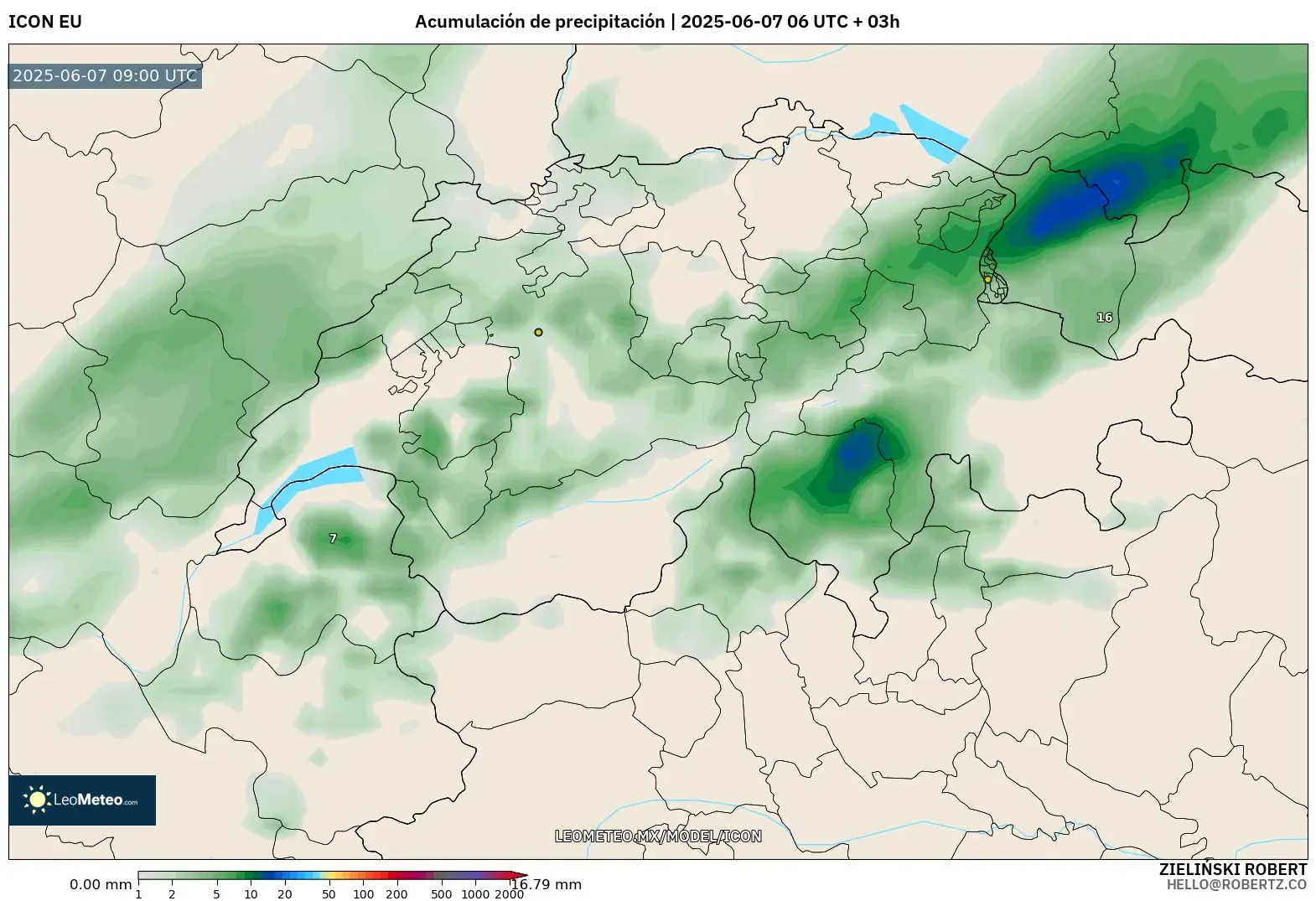 ICON model - Suiza, Acumulación de precipitación ICON model - Suiza, Acumulación de precipitación
