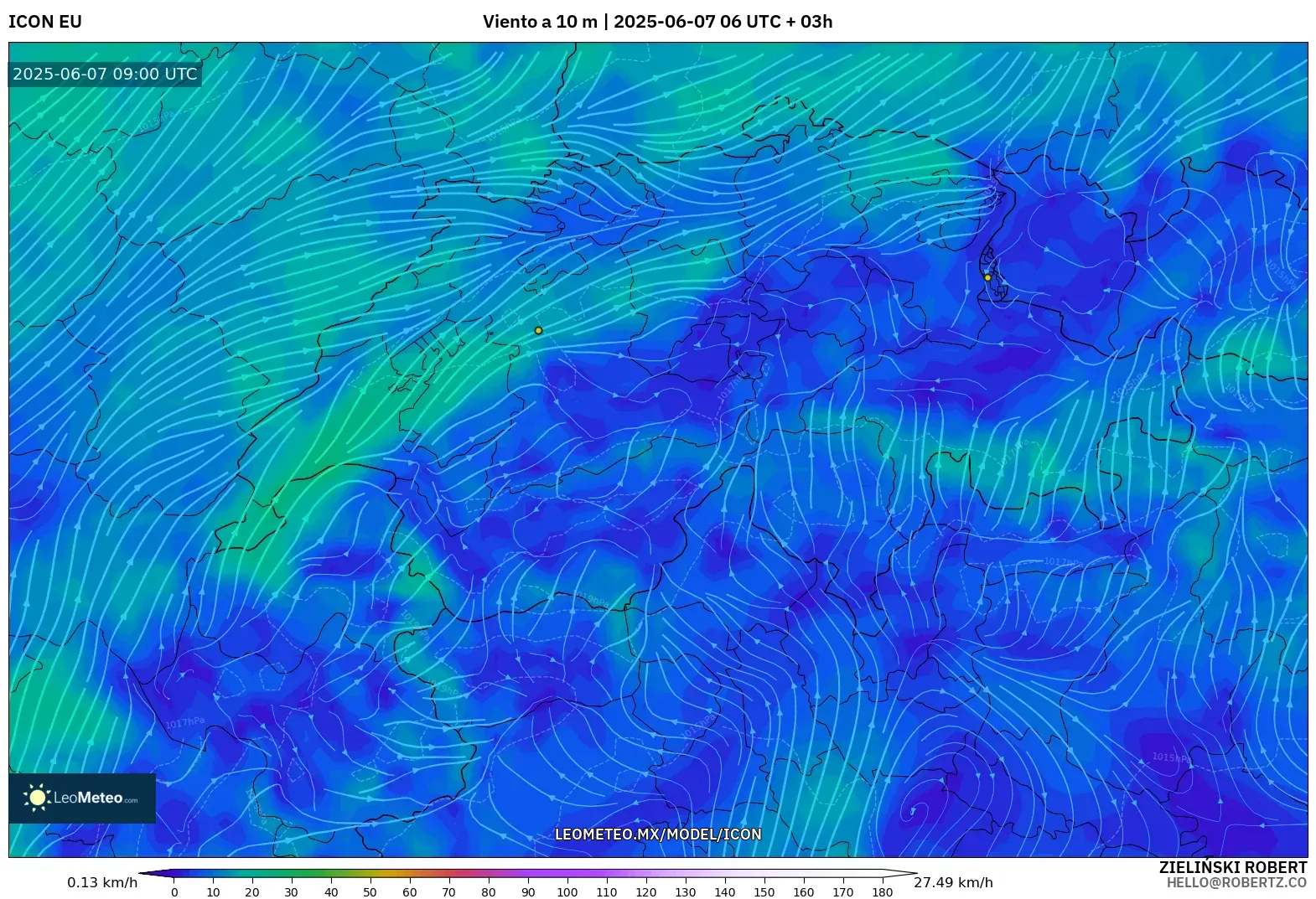 ICON model - Suiza, Viento a 10 m ICON model - Suiza, Viento a 10 m