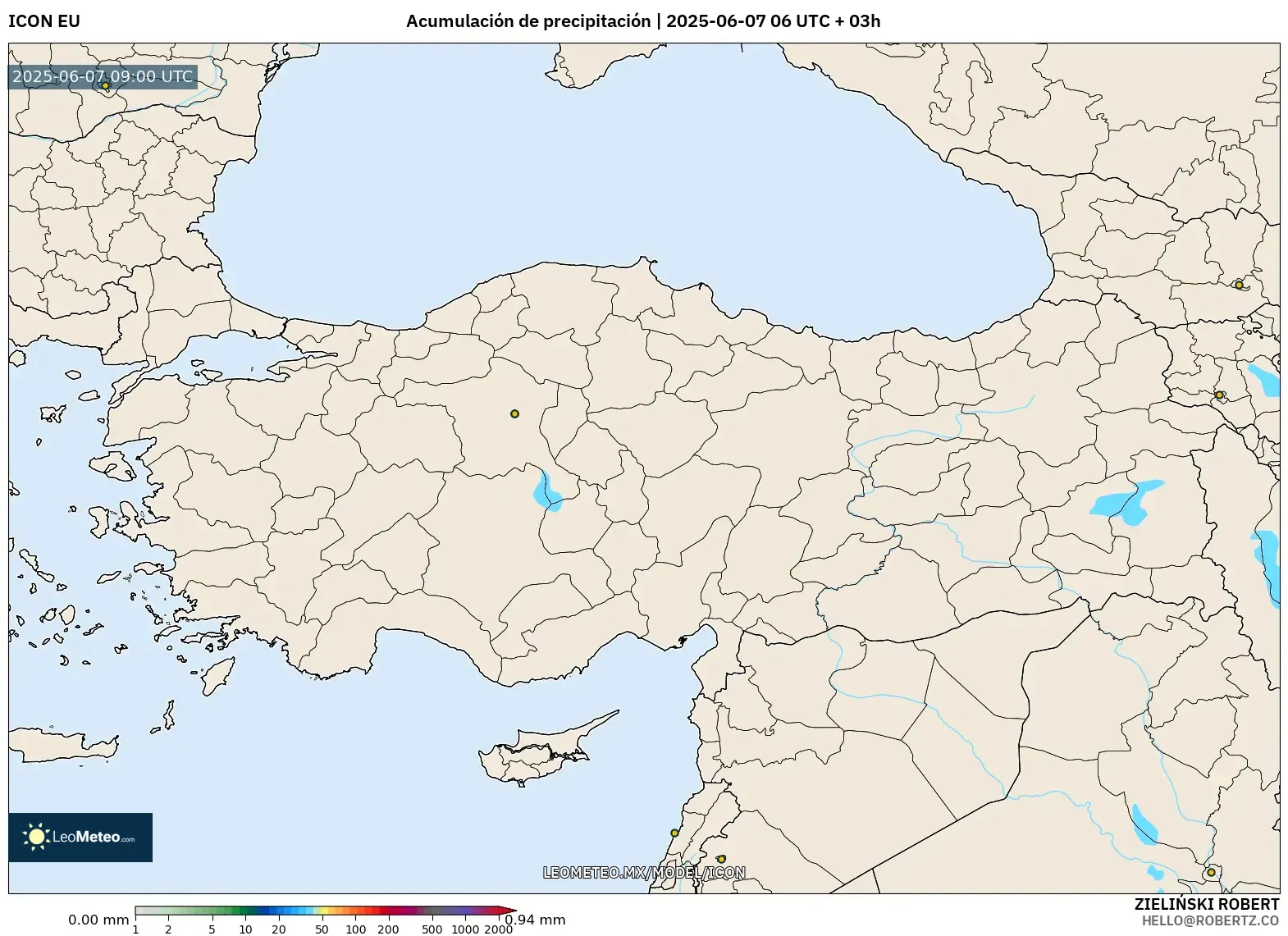 ICON model - Turquía, Acumulación de precipitación