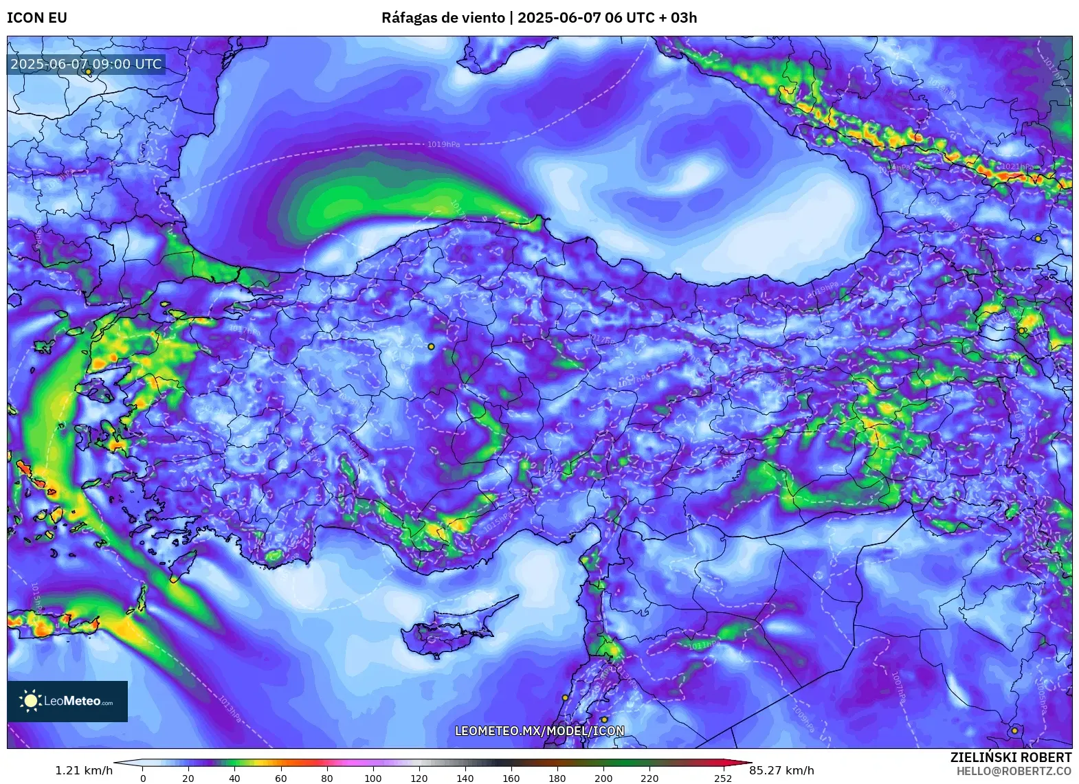 ICON model - Turquía, Ráfagas de viento ICON model - Turquía, Ráfagas de viento