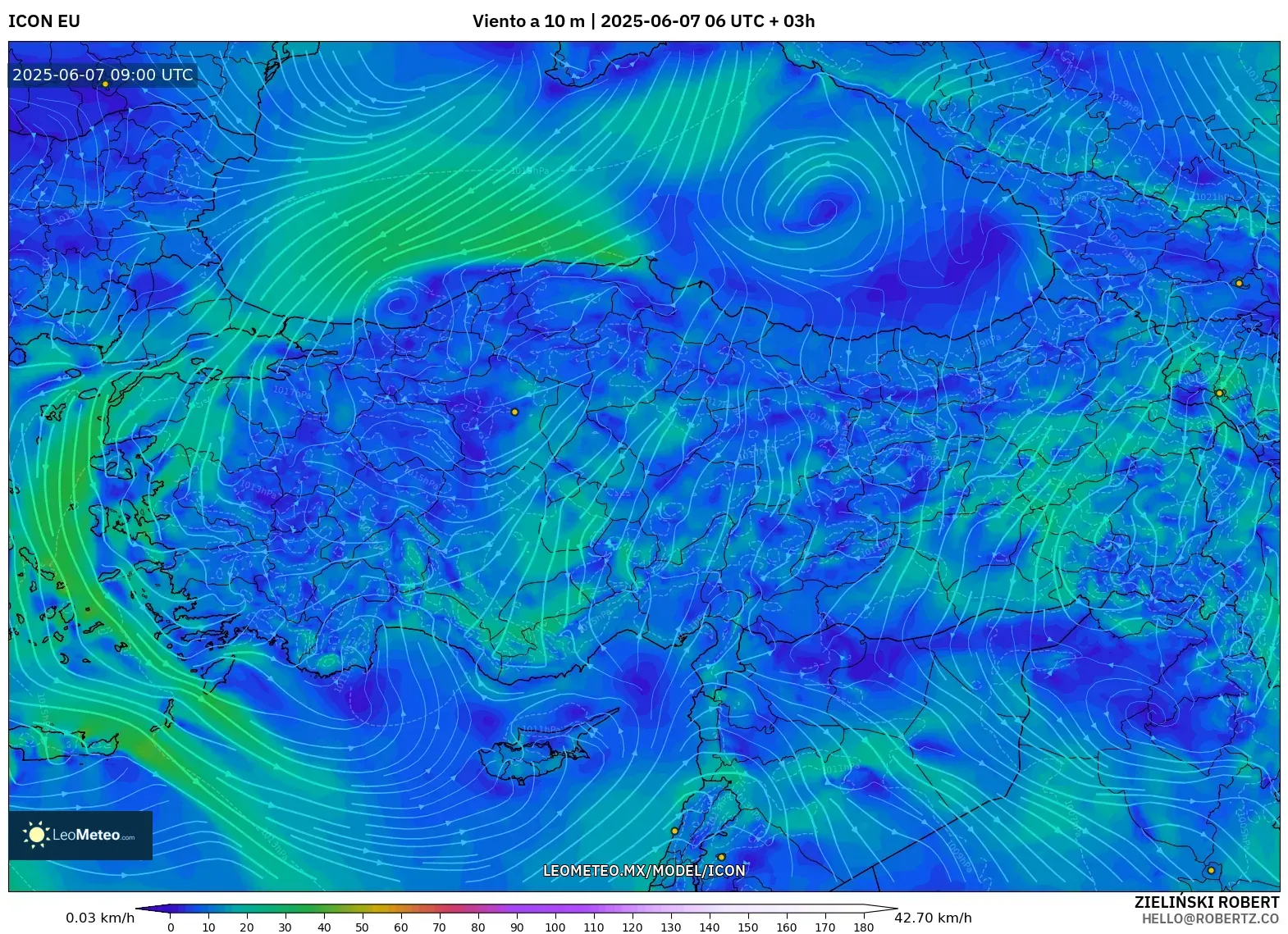 ICON model - Turquía, Viento a 10 m ICON model - Turquía, Viento a 10 m
