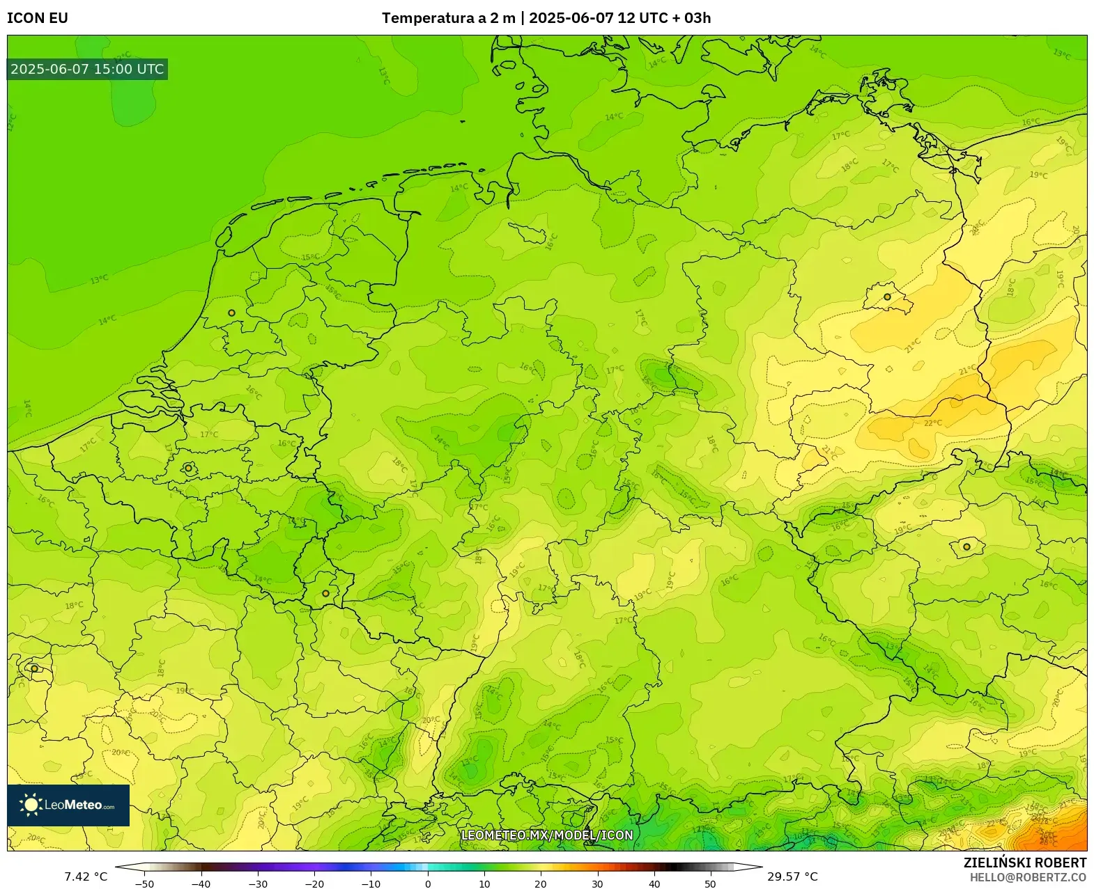ICON model - Alemania, Temperatura a 2 m