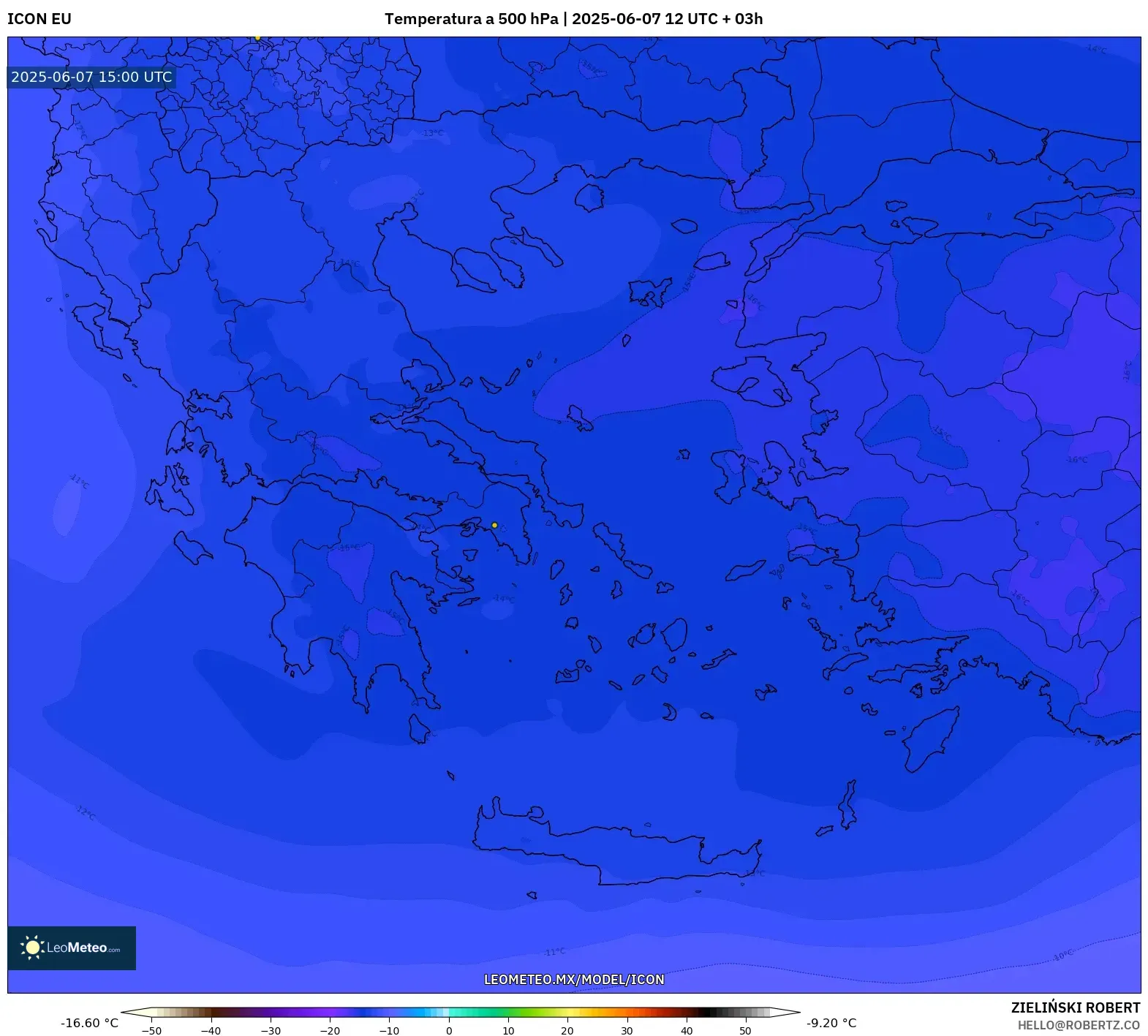 ICON model - Grecia, Temperatura a 500 hPa
