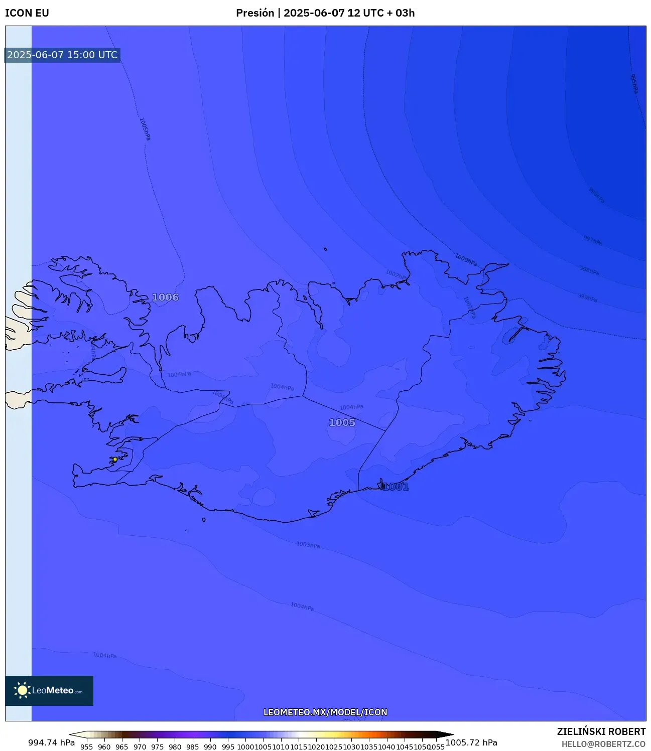 ICON model - Islandia, Presión ICON model - Islandia, Presión