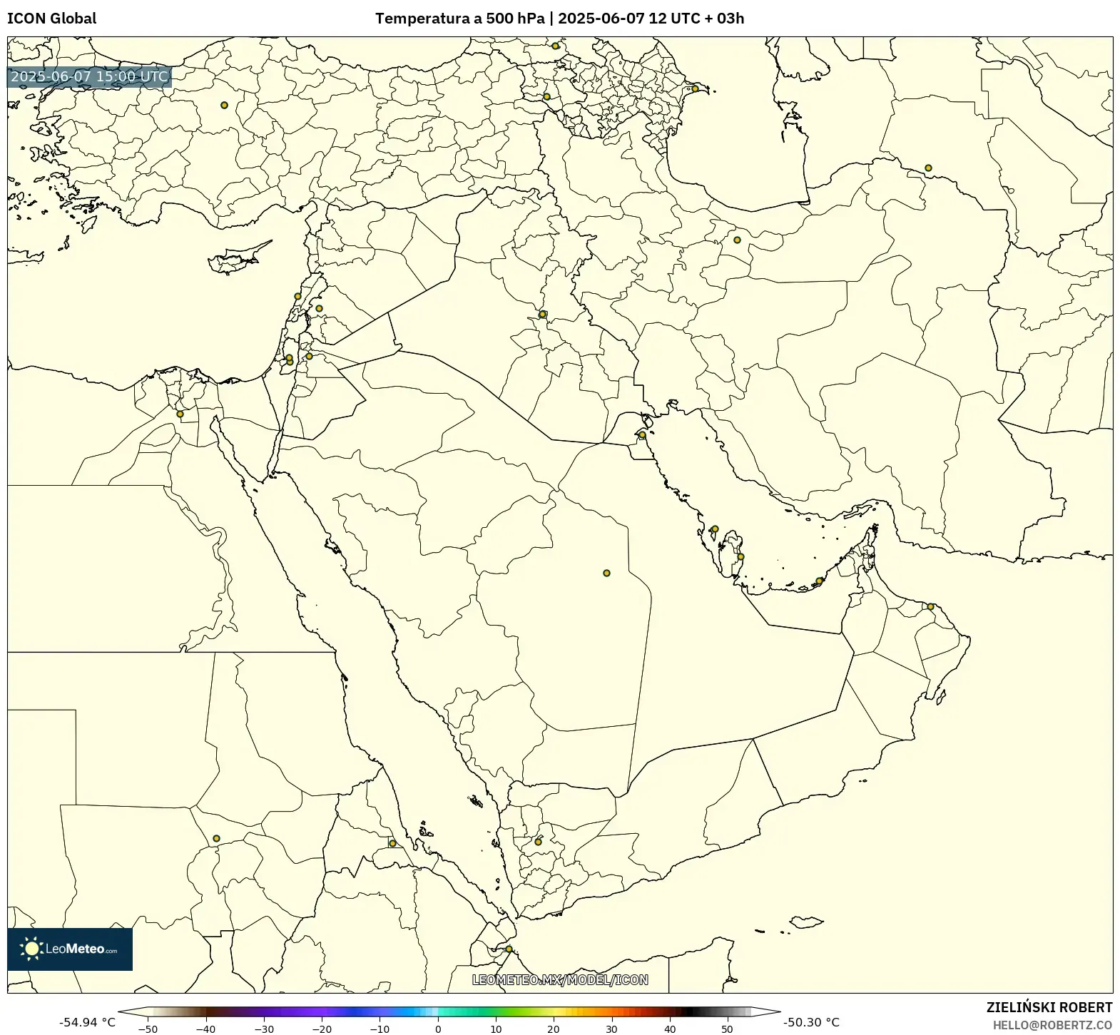 ICON model - Oriente Medio, Temperatura a 500 hPa ICON model - Oriente Medio, Temperatura a 500 hPa